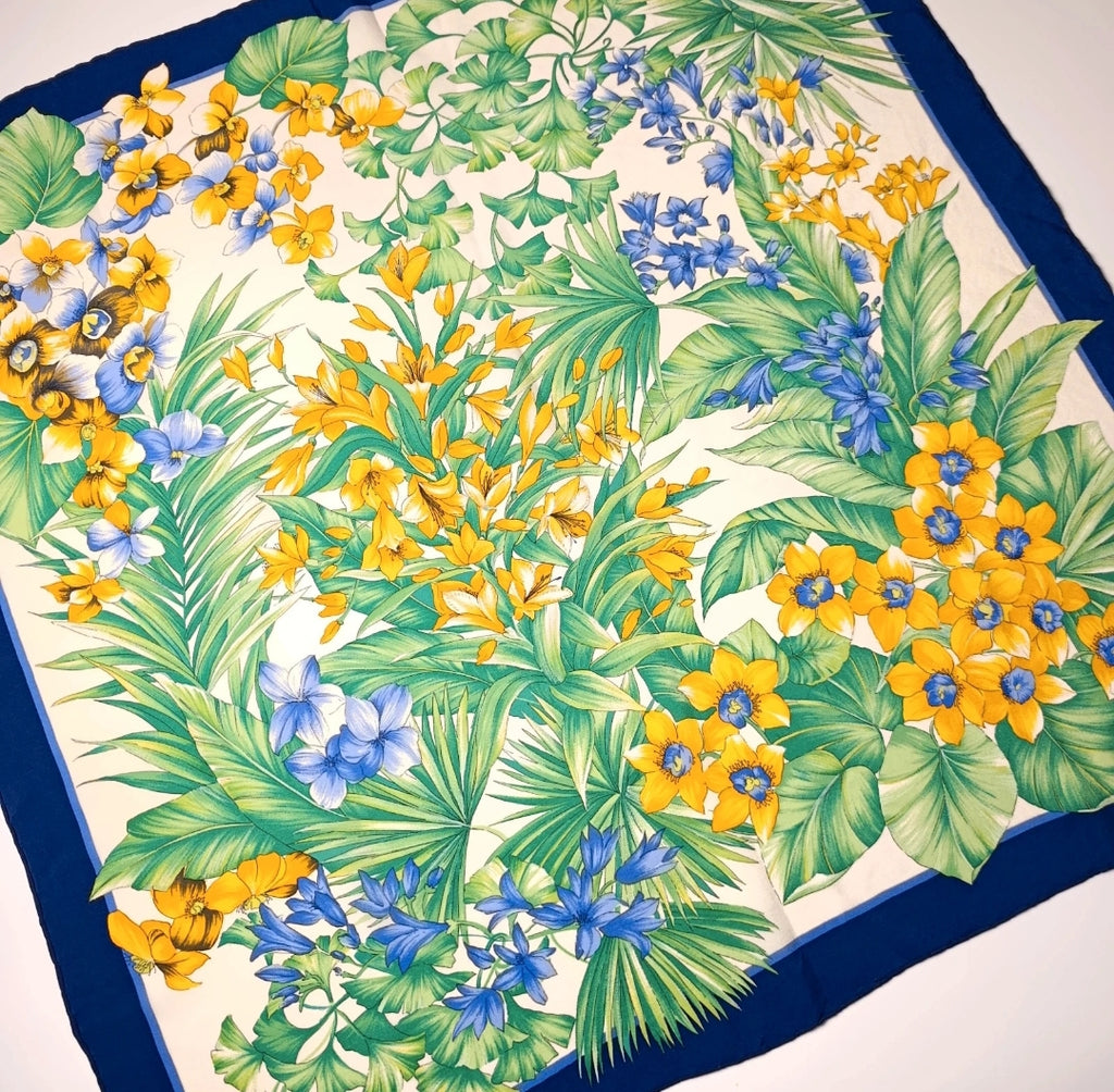 Christian Dior Foulard Vintage 100% Seta Floreale 73x72 Made in France Carré Dior