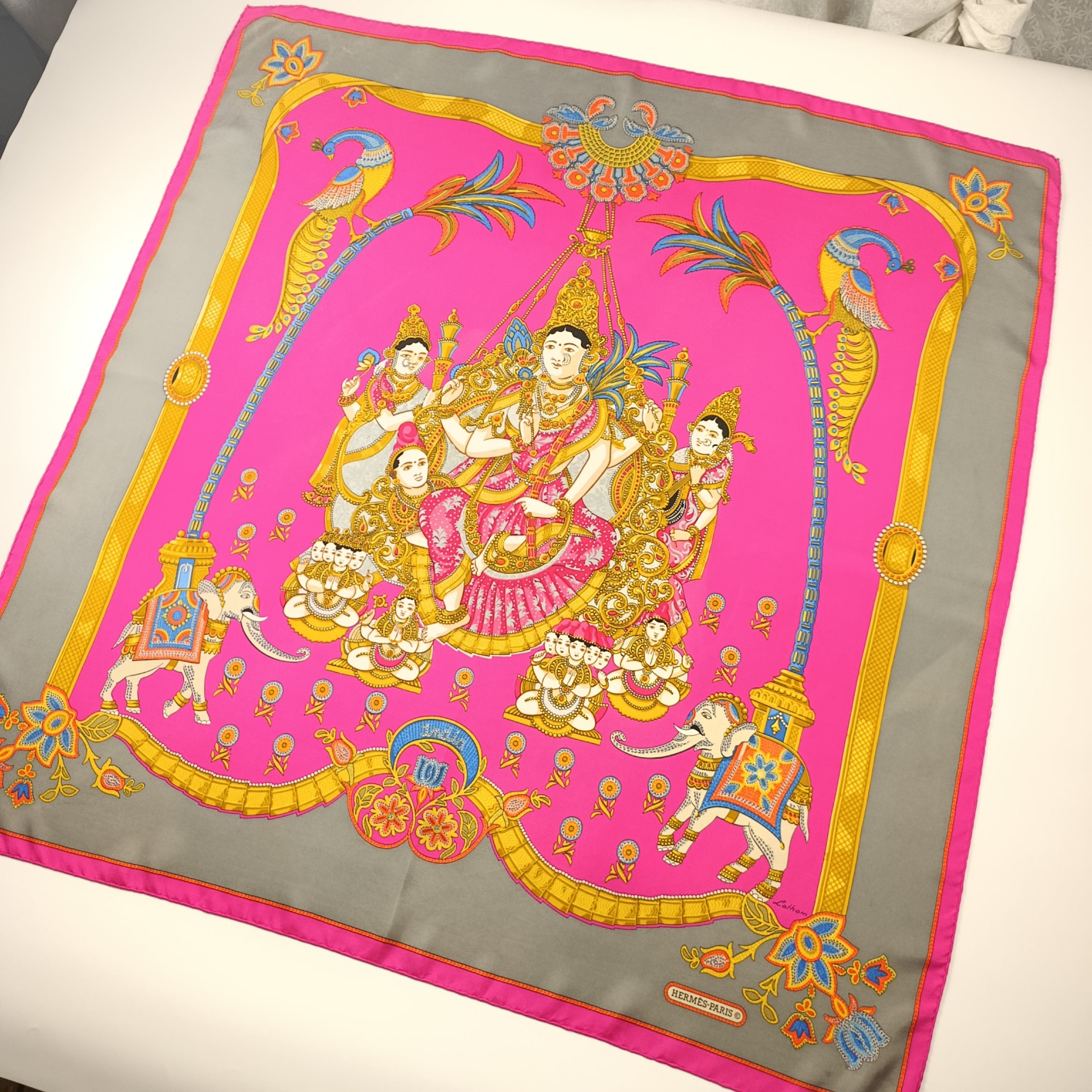 Foulard Hermès India di Catherine Latham in Seta