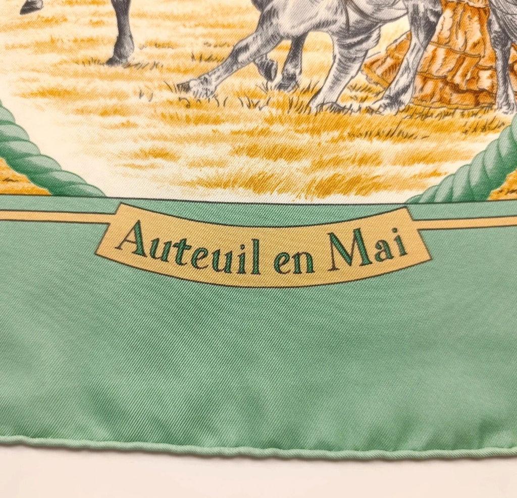 Foulard Hermès Auteuil en Mai Seta Vintage