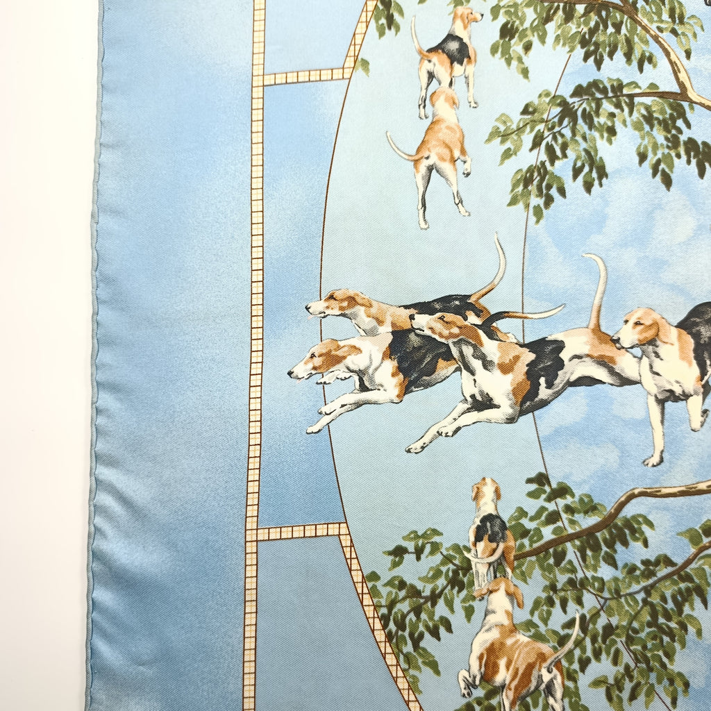 Foulard Hermès Le Poitevin Seta Azzurro Vintage