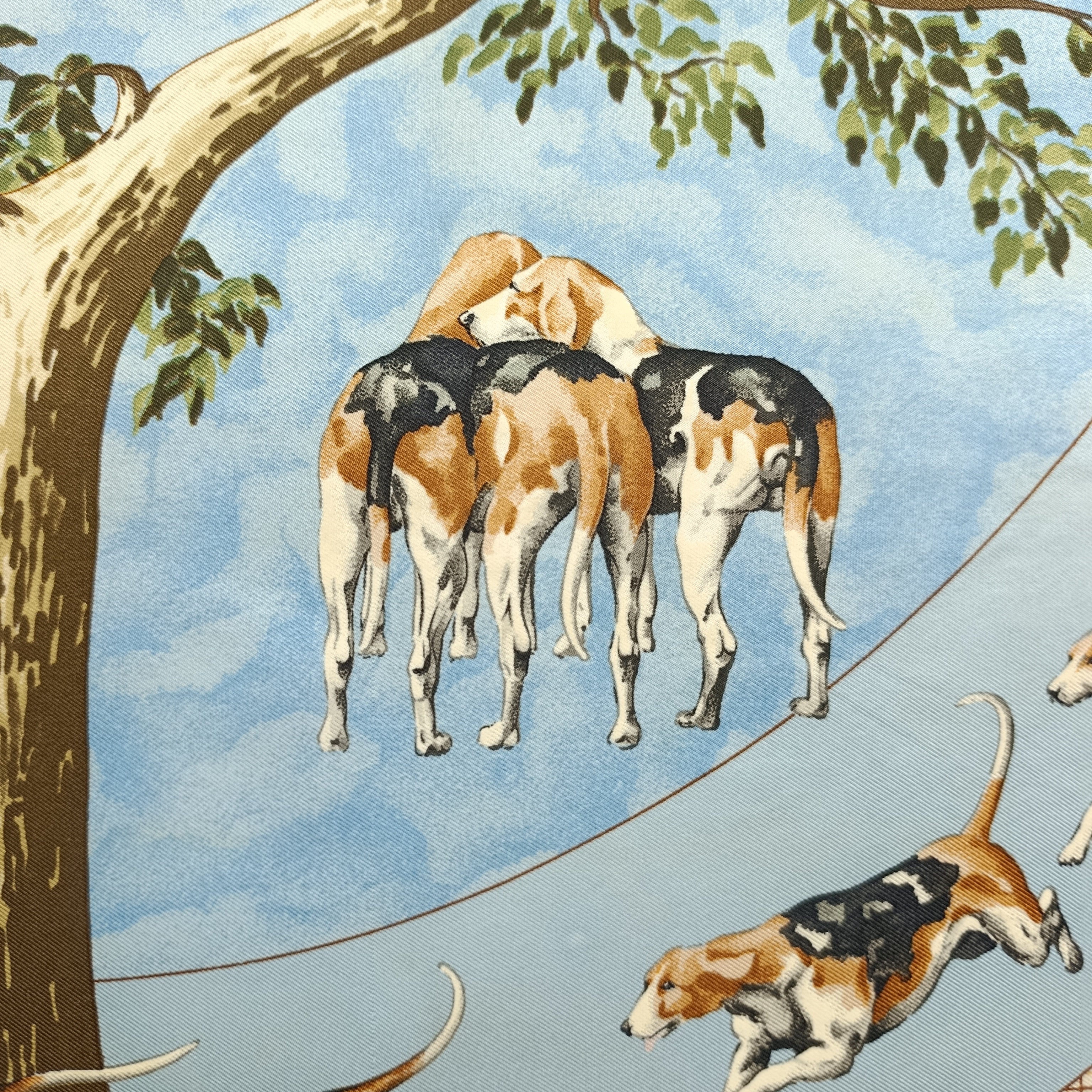 Foulard Hermès Le Poitevin Seta Azzurro Vintage