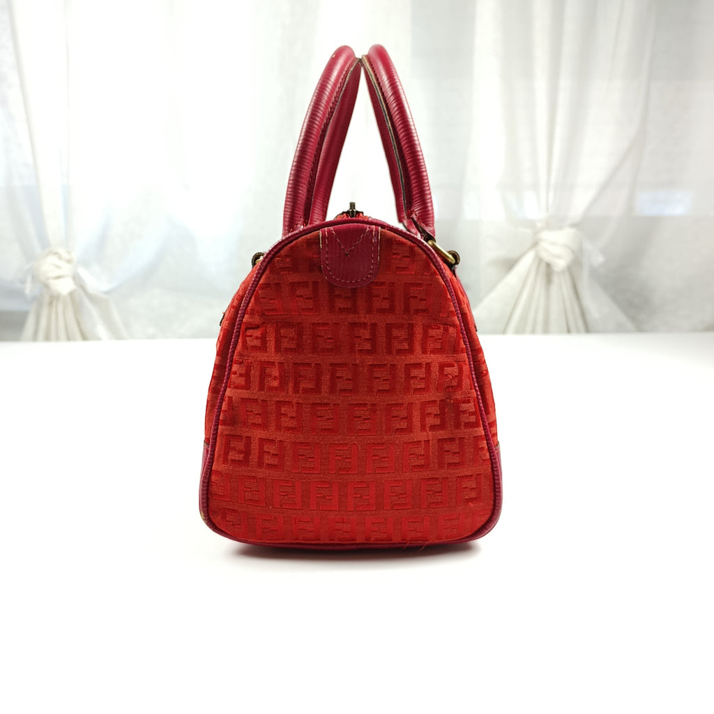 Borsa Fendi Vintage Bauletto in Tessuto Monogram Rosso  Edizione S.A.S.