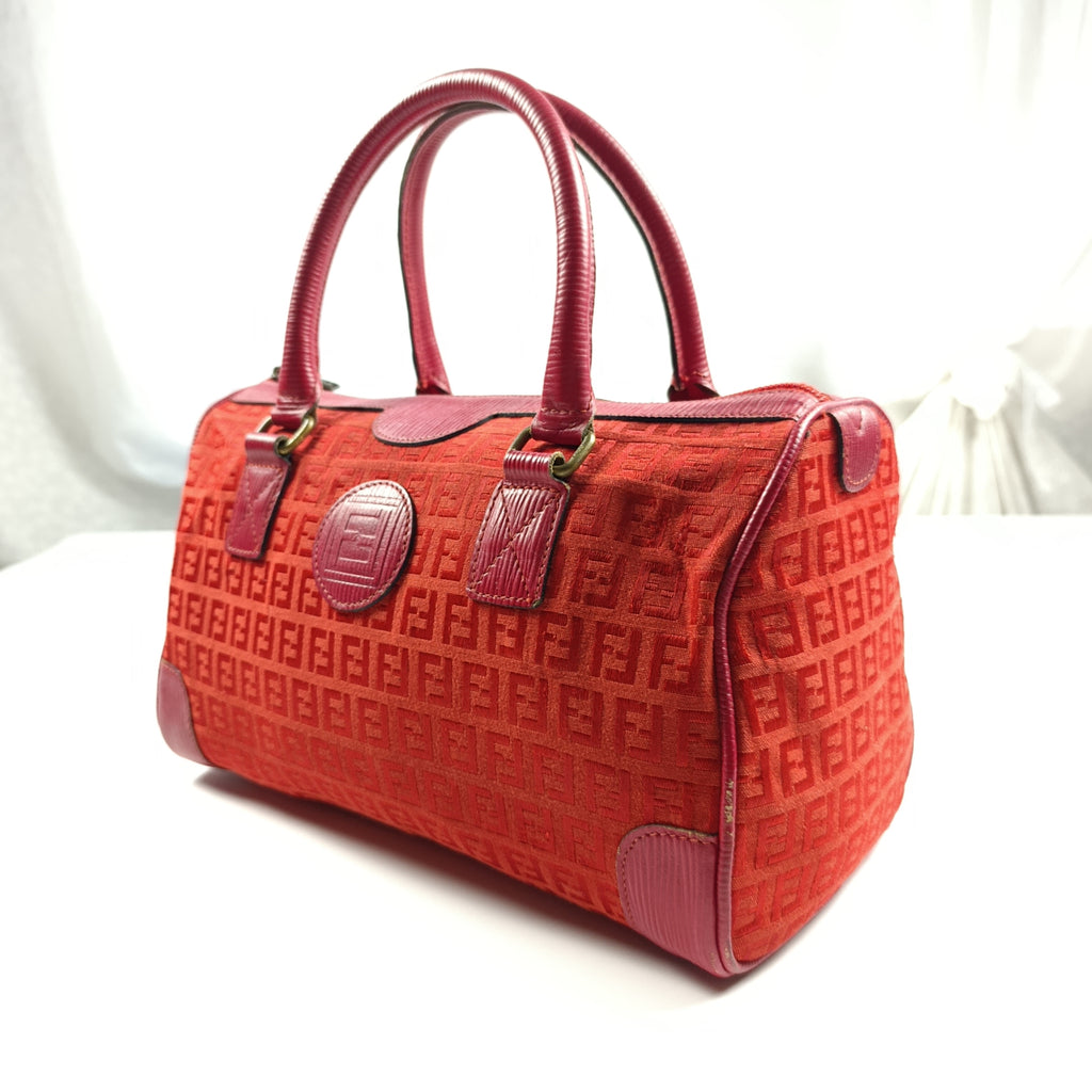 Borsa Fendi Vintage Bauletto in Tessuto Monogram Rosso  Edizione S.A.S.
