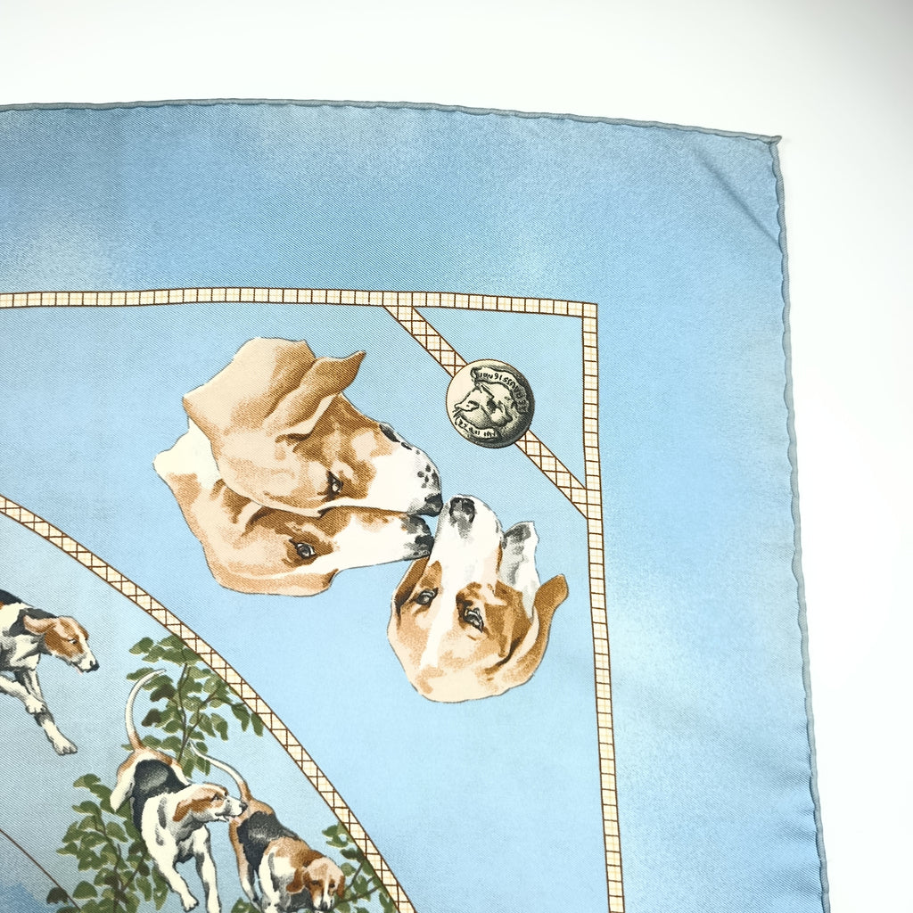 Foulard Hermès Le Poitevin Seta Azzurro Vintage