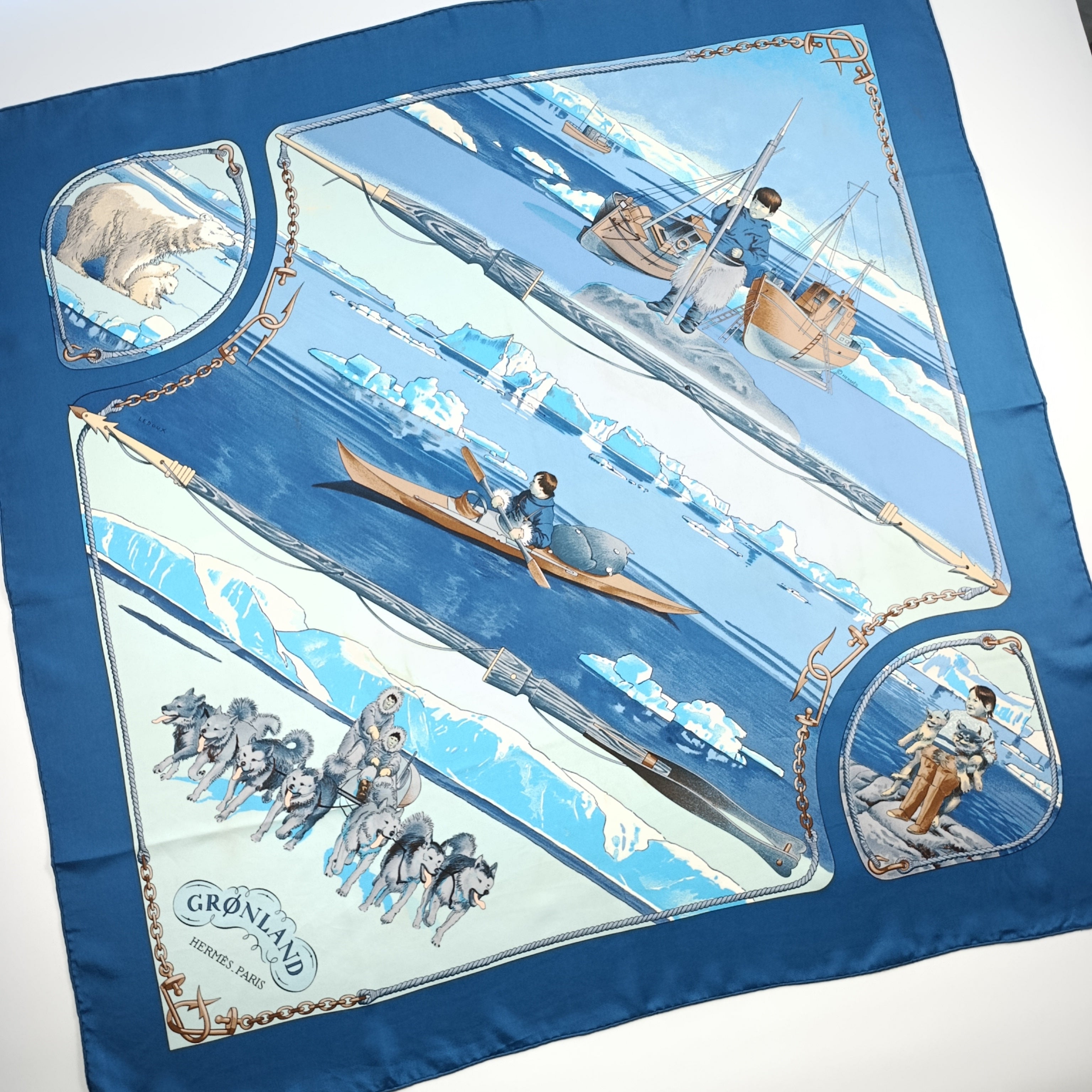 Foulard Hermès Grønland di Philippe Ledoux in Seta