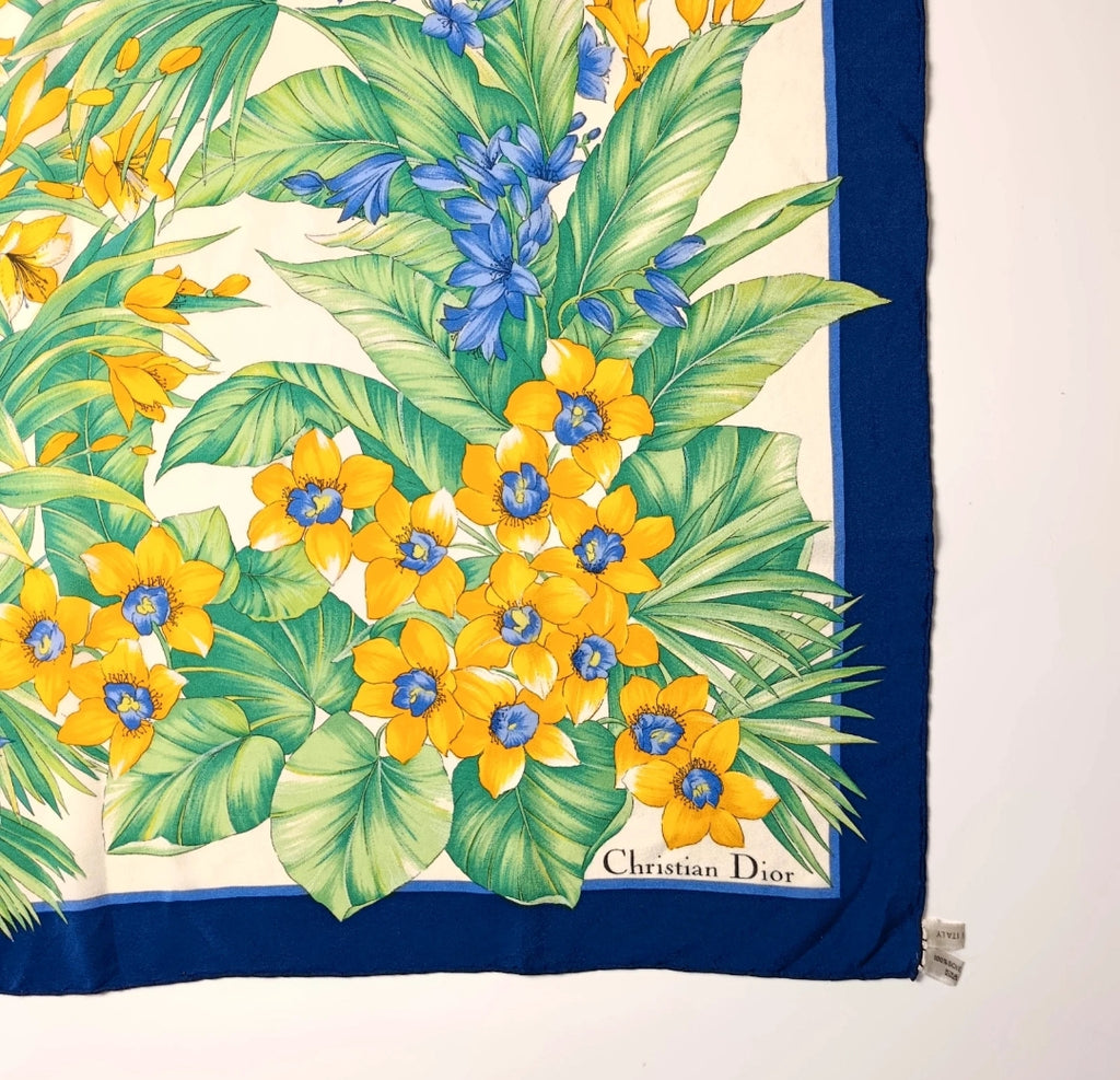 Christian Dior Foulard Vintage 100% Seta Floreale 73x72 Made in France Carré Dior