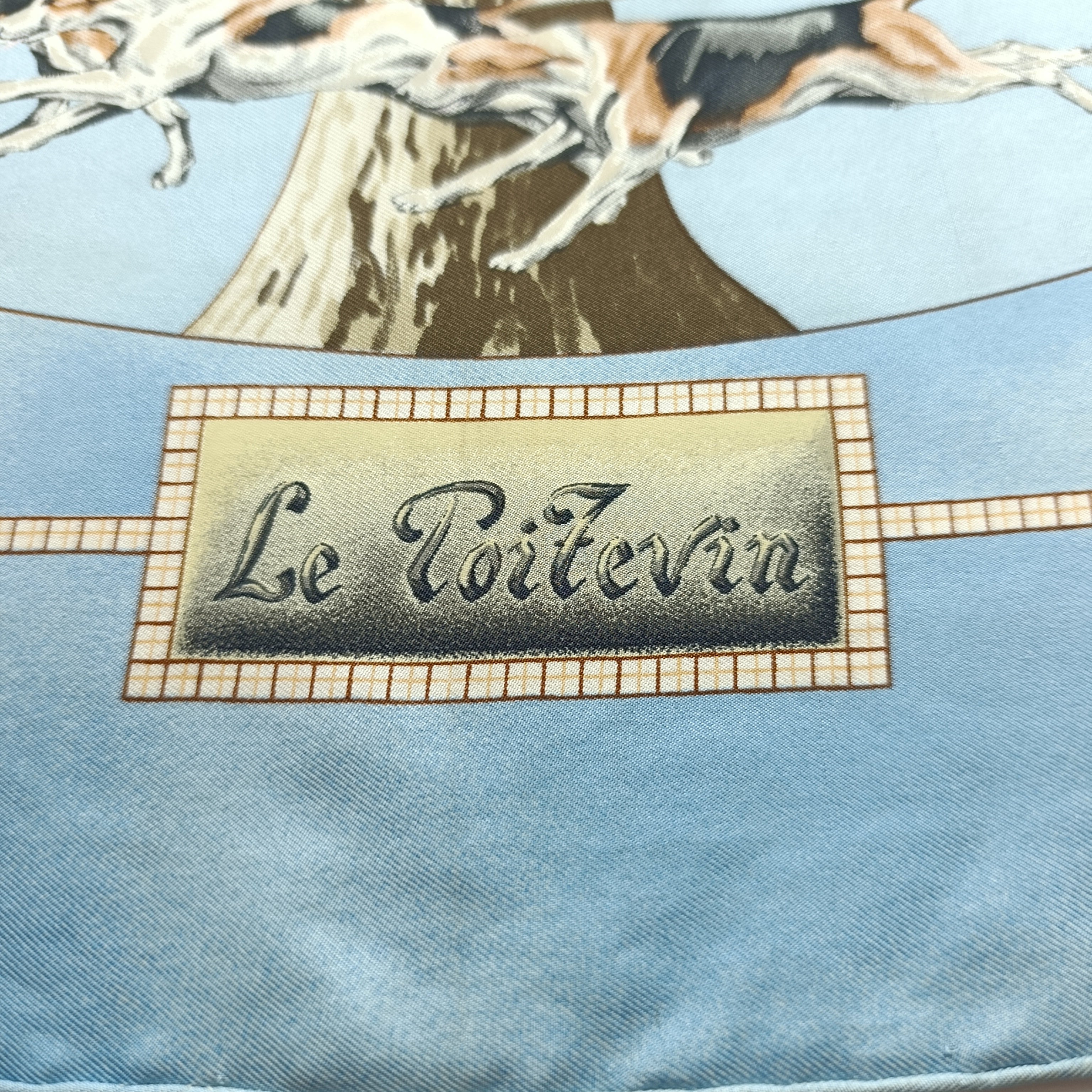 Foulard Hermès Le Poitevin Seta Azzurro Vintage