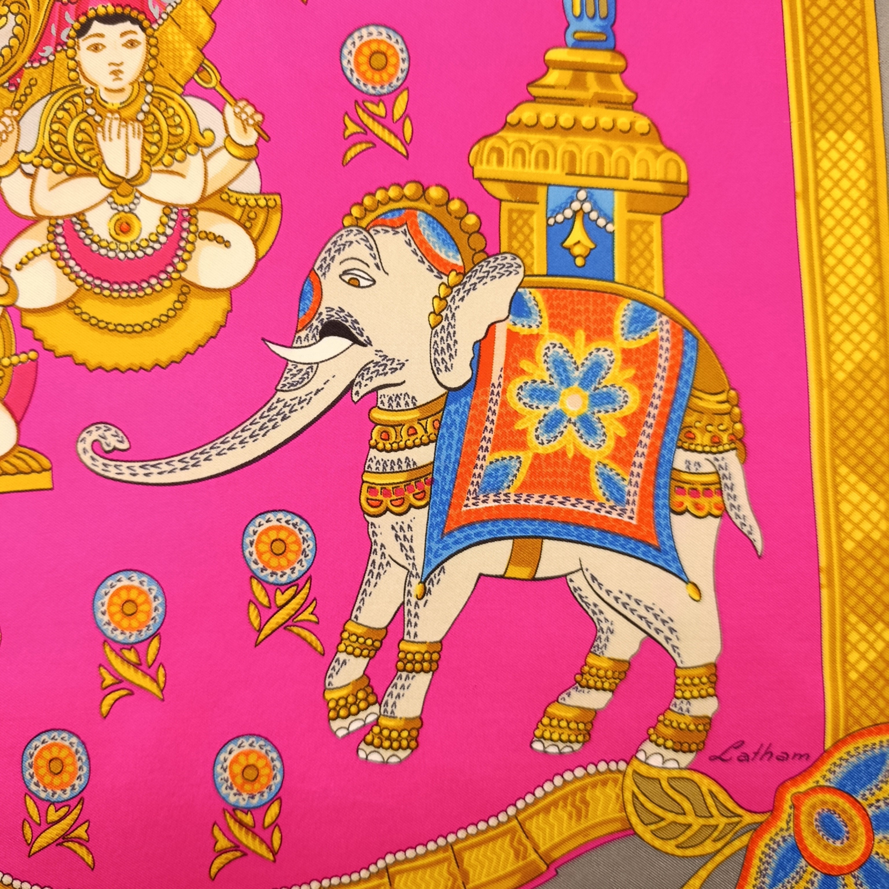Foulard Hermès India di Catherine Latham in Seta