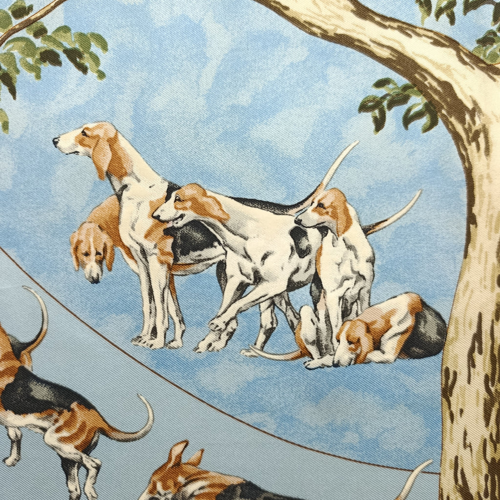 Foulard Hermès Le Poitevin Seta Azzurro Vintage