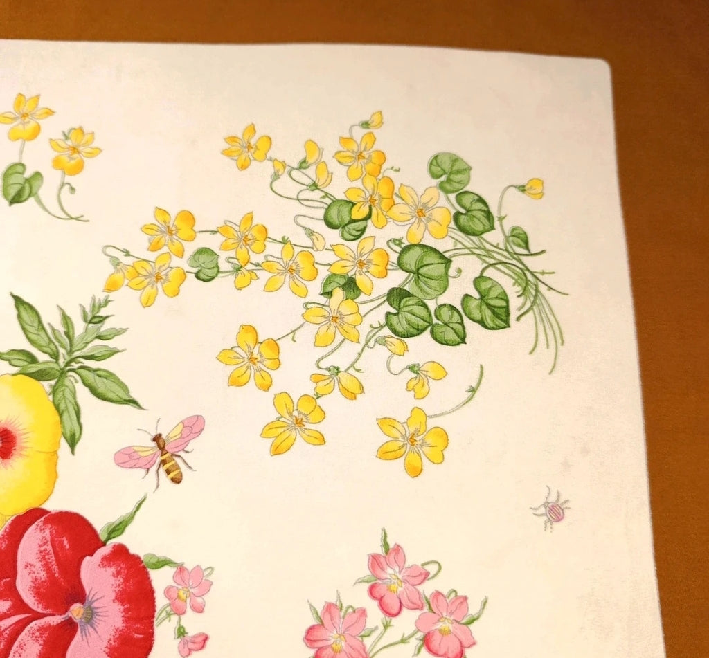 Foulard Gucci Vintage Motivo "Flora" con Bordo Marrone