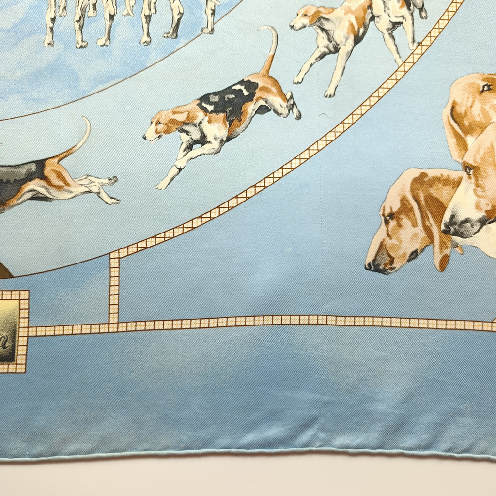 Foulard Hermès Le Poitevin Seta Azzurro Vintage