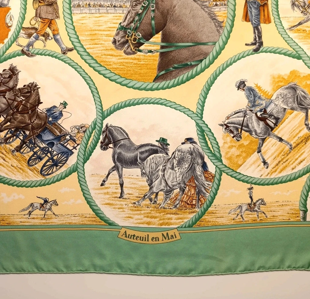 Foulard Hermès Auteuil en Mai Seta Vintage
