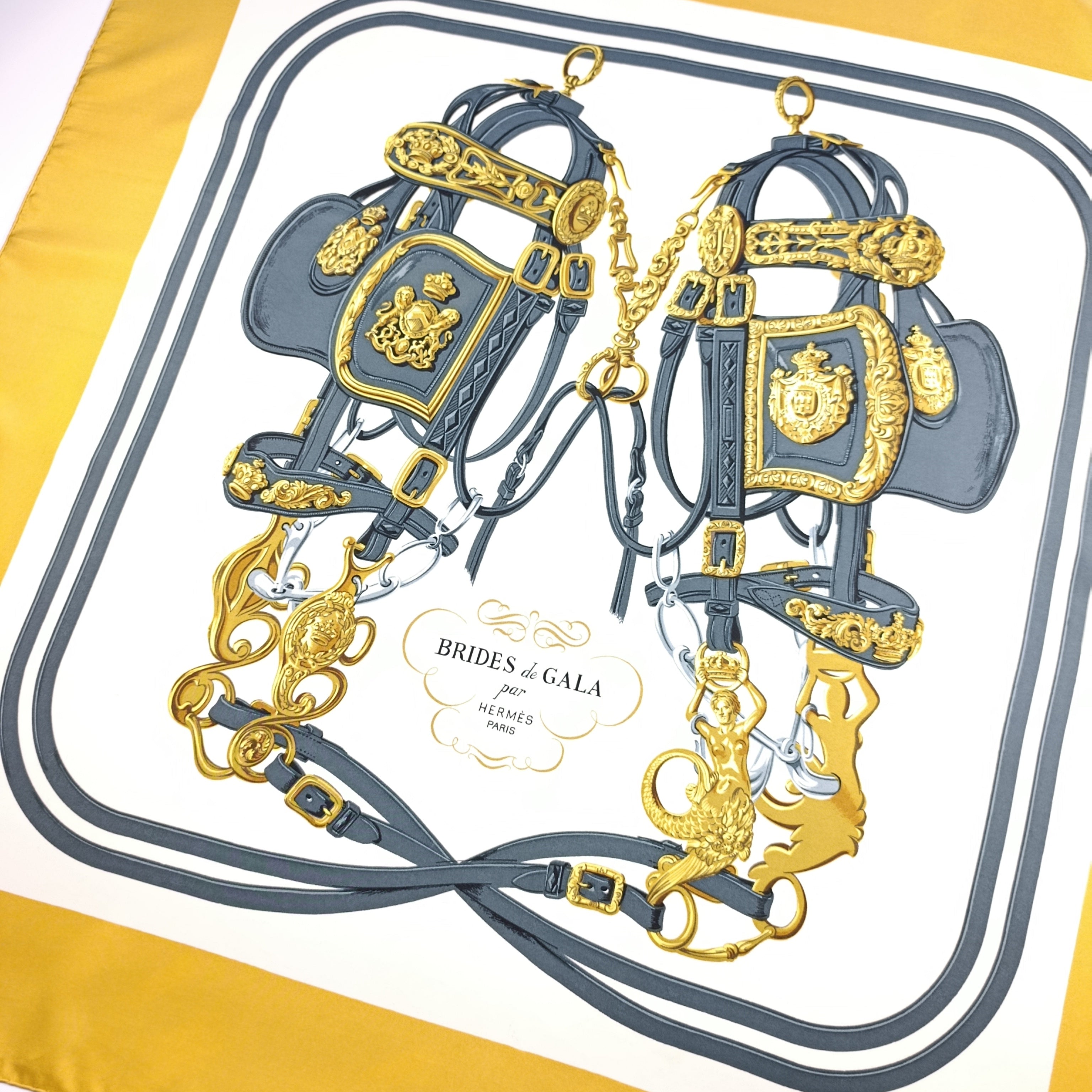 Foulard Hermès Brides de Gala Oro Vintage Prima Edizione