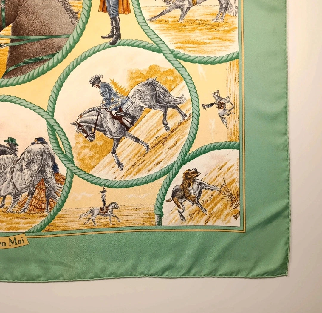 Foulard Hermès Auteuil en Mai Seta Vintage