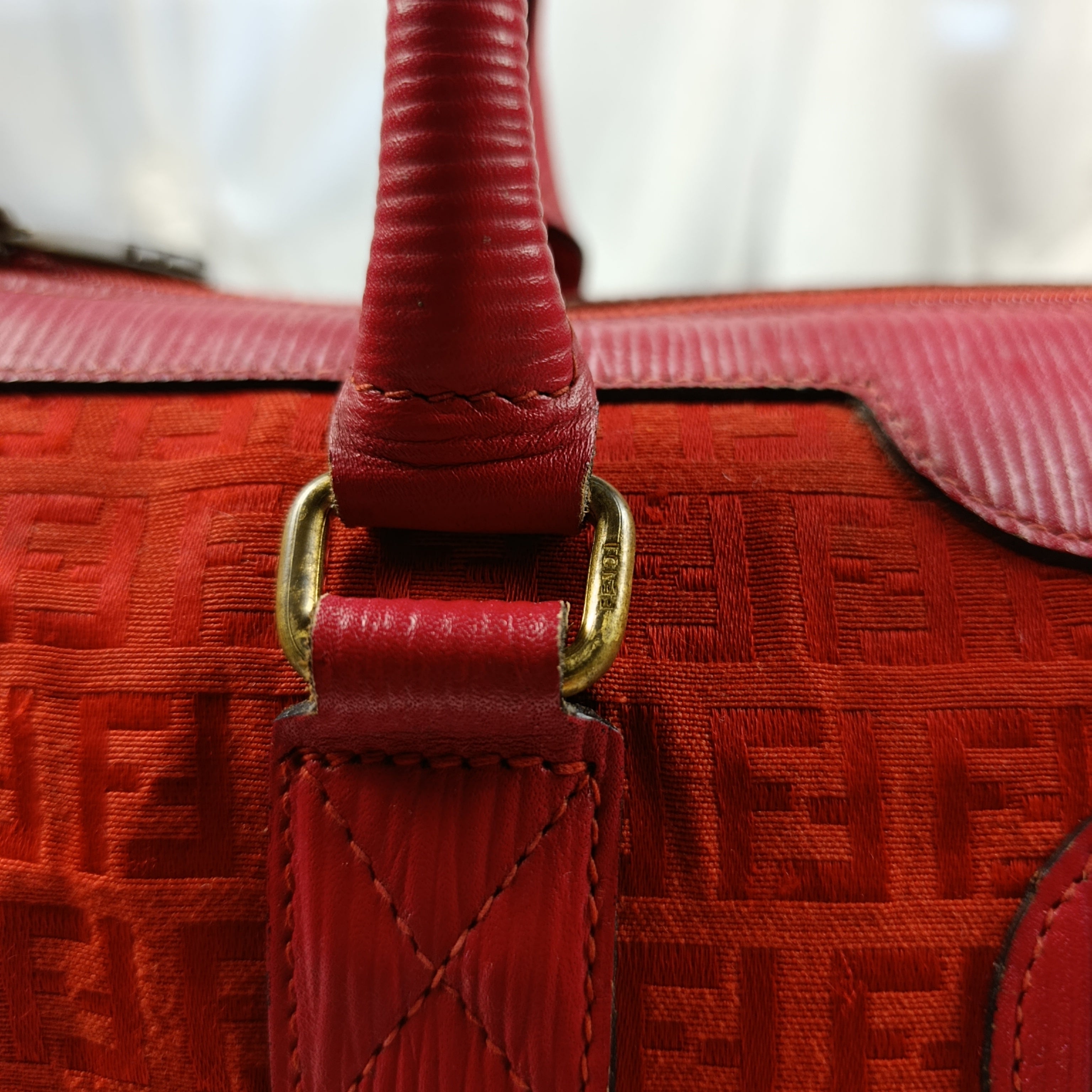 Borsa Fendi Vintage Bauletto in Tessuto Monogram Rosso  Edizione S.A.S.