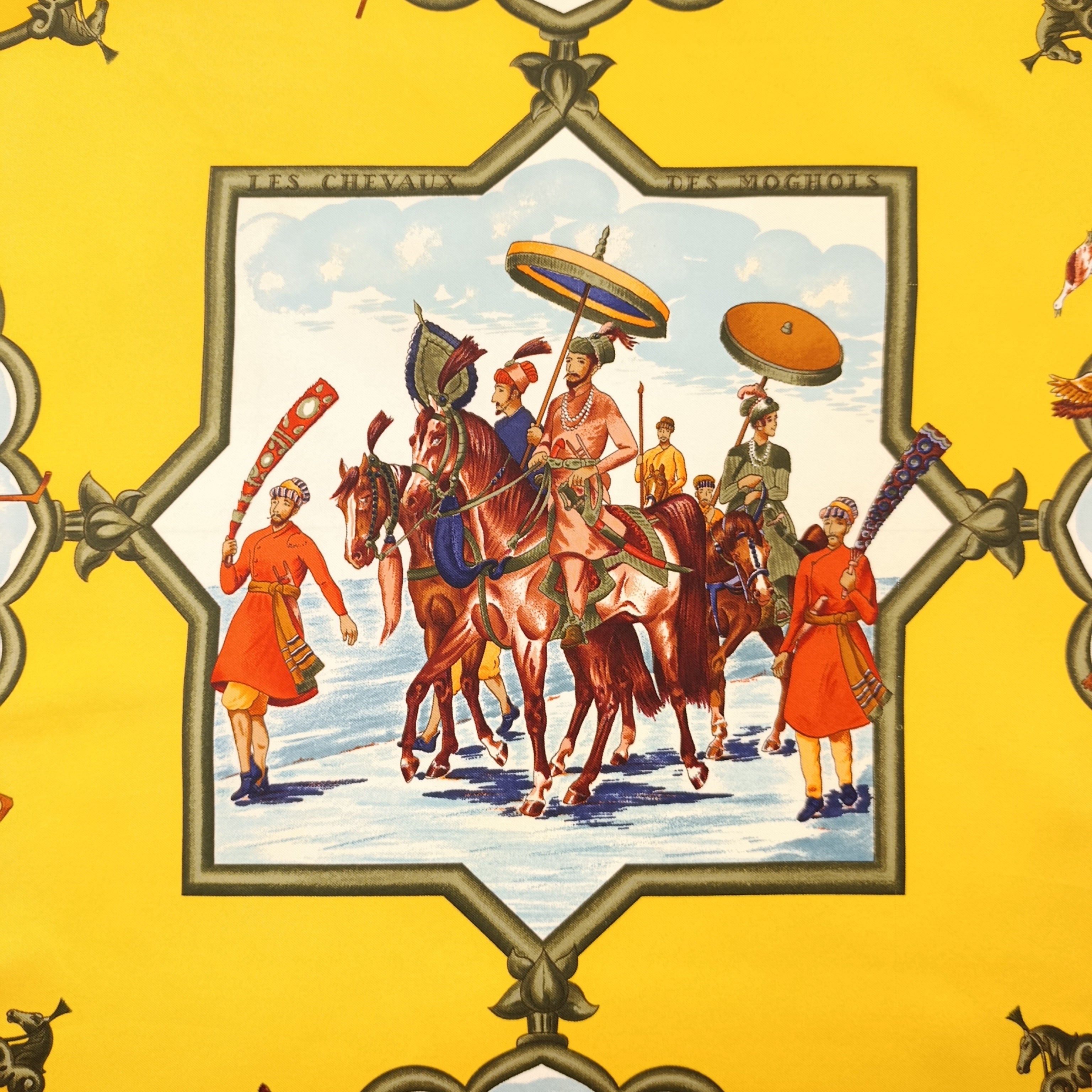 Foulard Hermès Les Chevaux des Mogols Seta