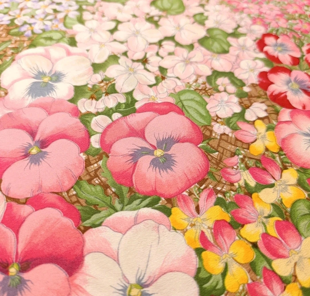 Foulard Gucci Vintage Motivo "Flora" con Bordo Marrone