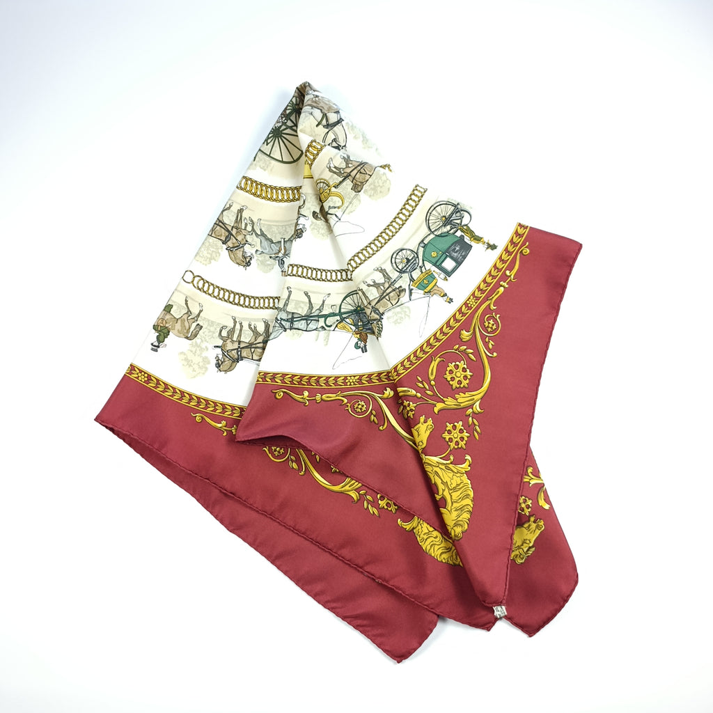 Foulard Hermès Carré "La Promenade de Longchamps"  Bordo Rosso
