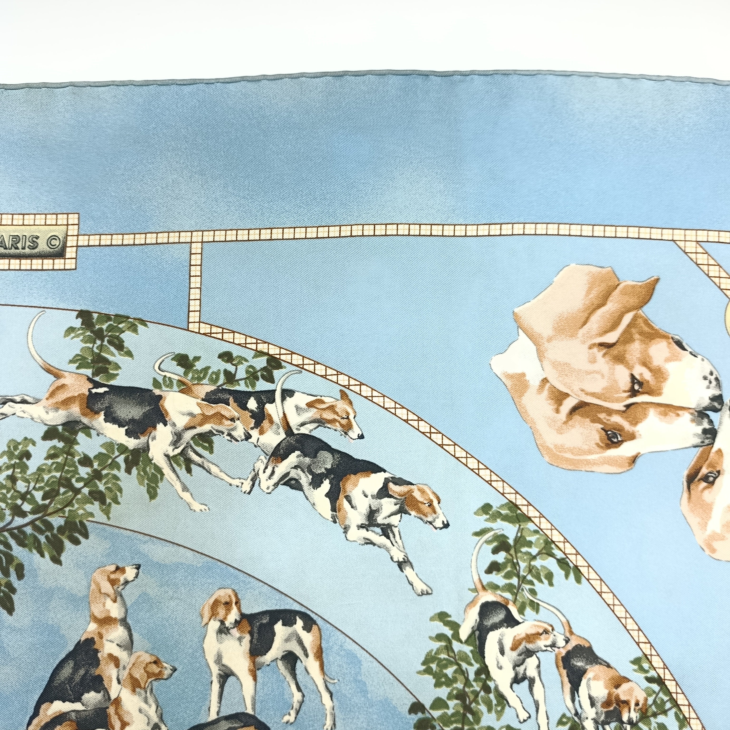 Foulard Hermès Le Poitevin Seta Azzurro Vintage