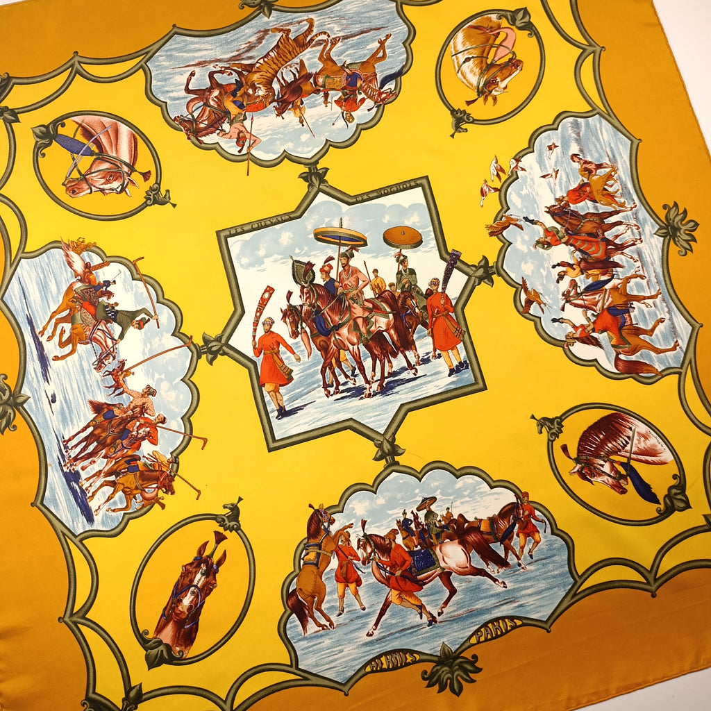 Foulard Hermès Les Chevaux des Mogols Seta