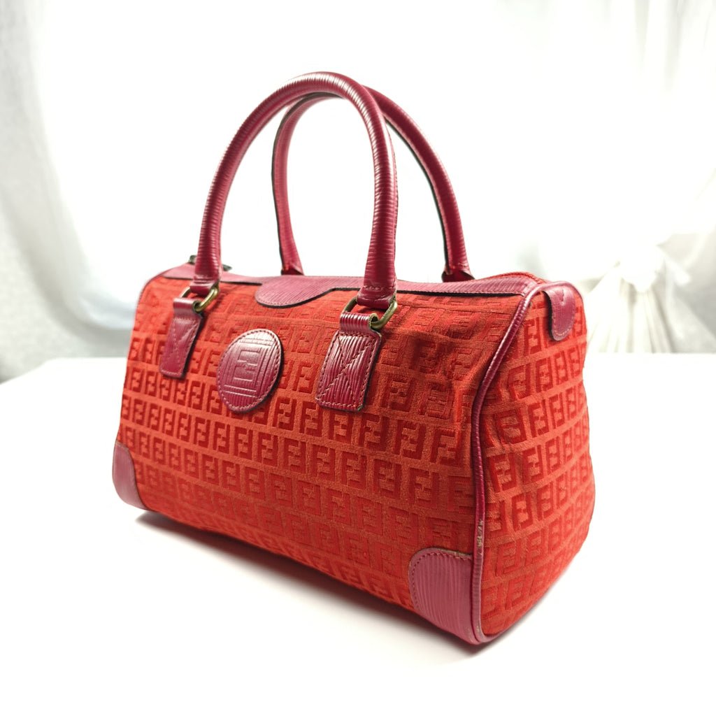Borsa Fendi Vintage Bauletto in Tessuto Monogram Rosso  Edizione S.A.S.