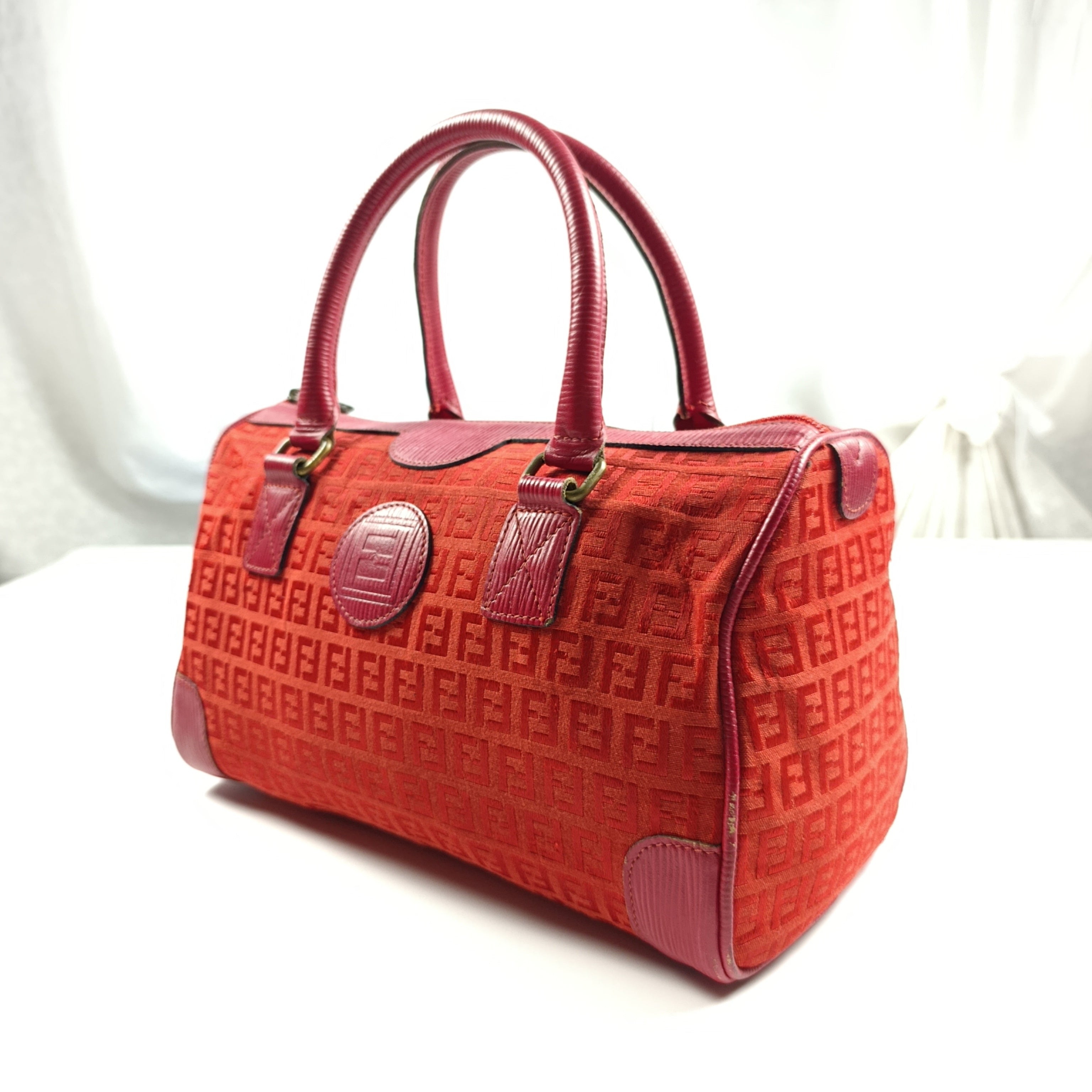 Borsa Fendi Vintage Bauletto in Tessuto Monogram Rosso  Edizione S.A.S.