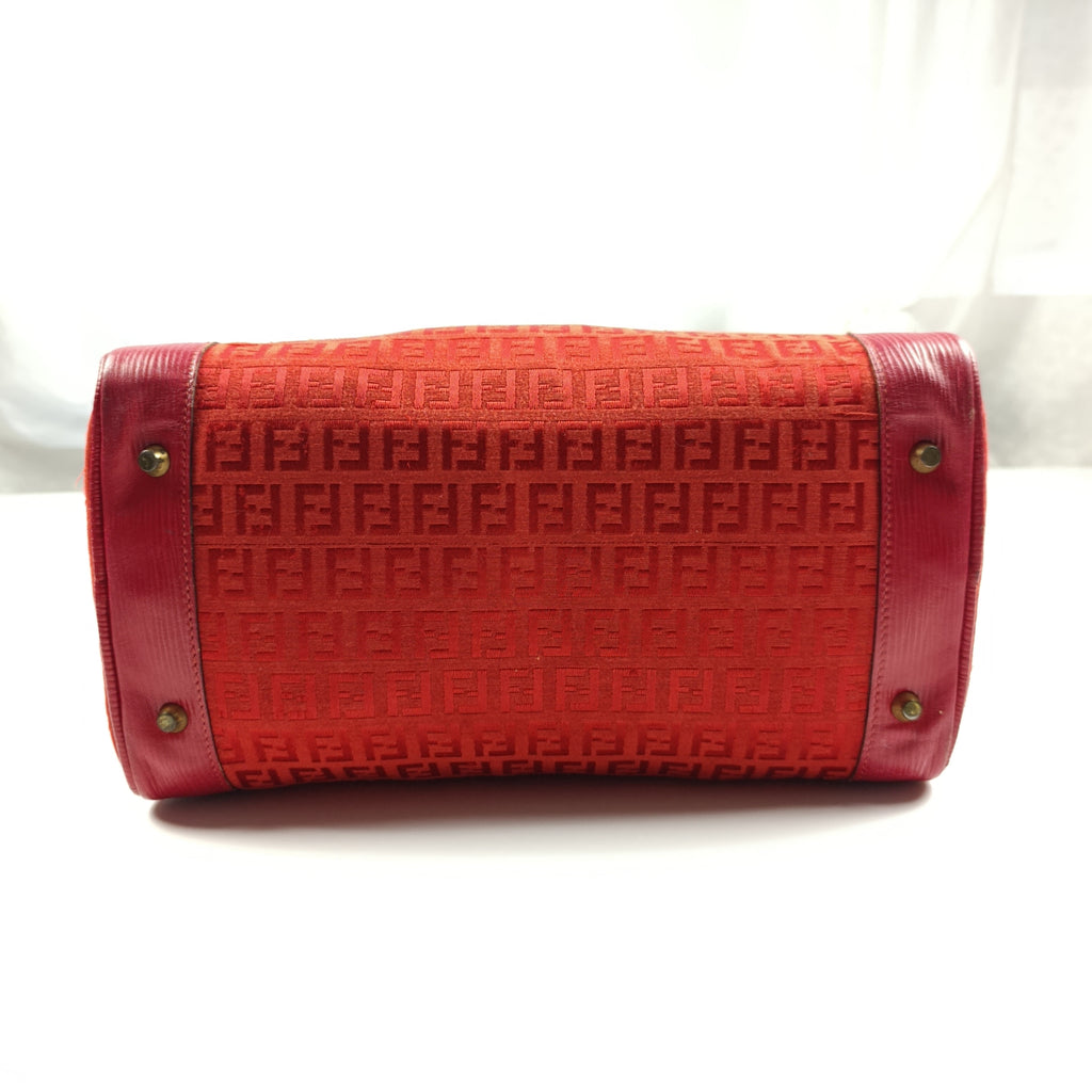 Borsa Fendi Vintage Bauletto in Tessuto Monogram Rosso  Edizione S.A.S.