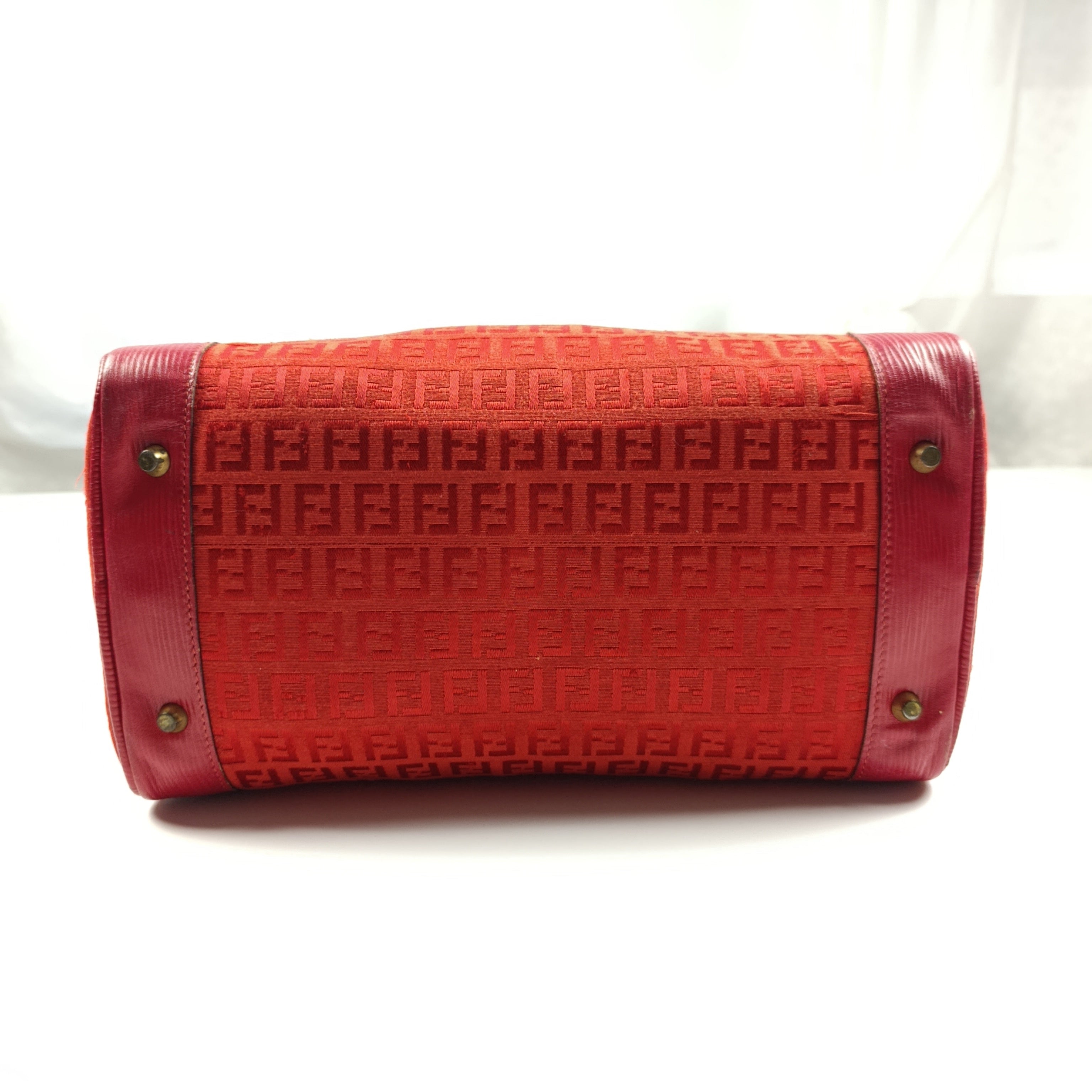 Borsa Fendi Vintage Bauletto in Tessuto Monogram Rosso  Edizione S.A.S.