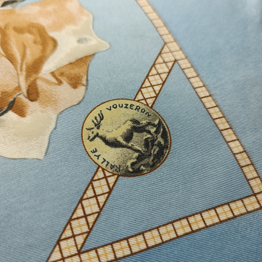 Foulard Hermès Le Poitevin Seta Azzurro Vintage