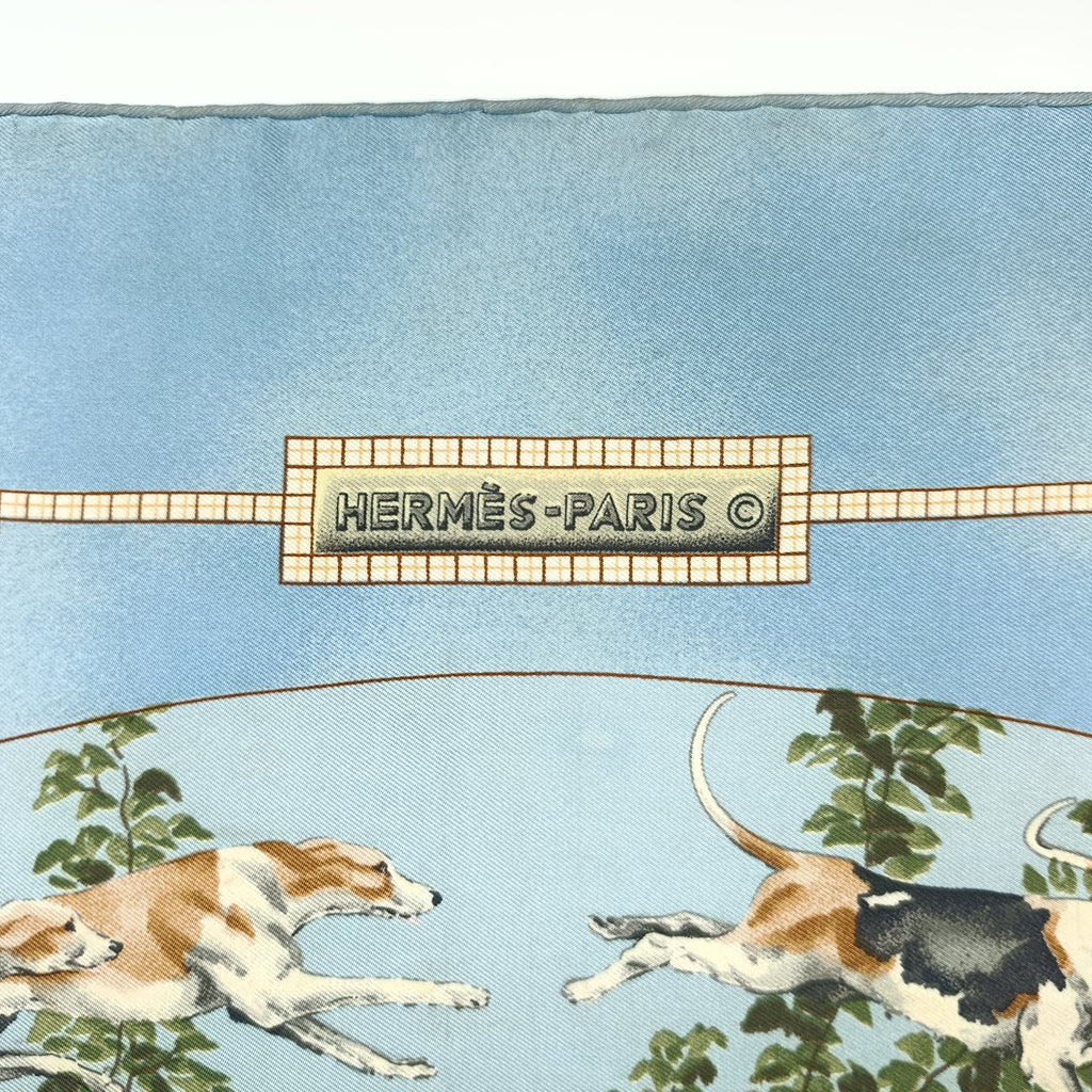 Foulard Hermès Le Poitevin Seta Azzurro Vintage