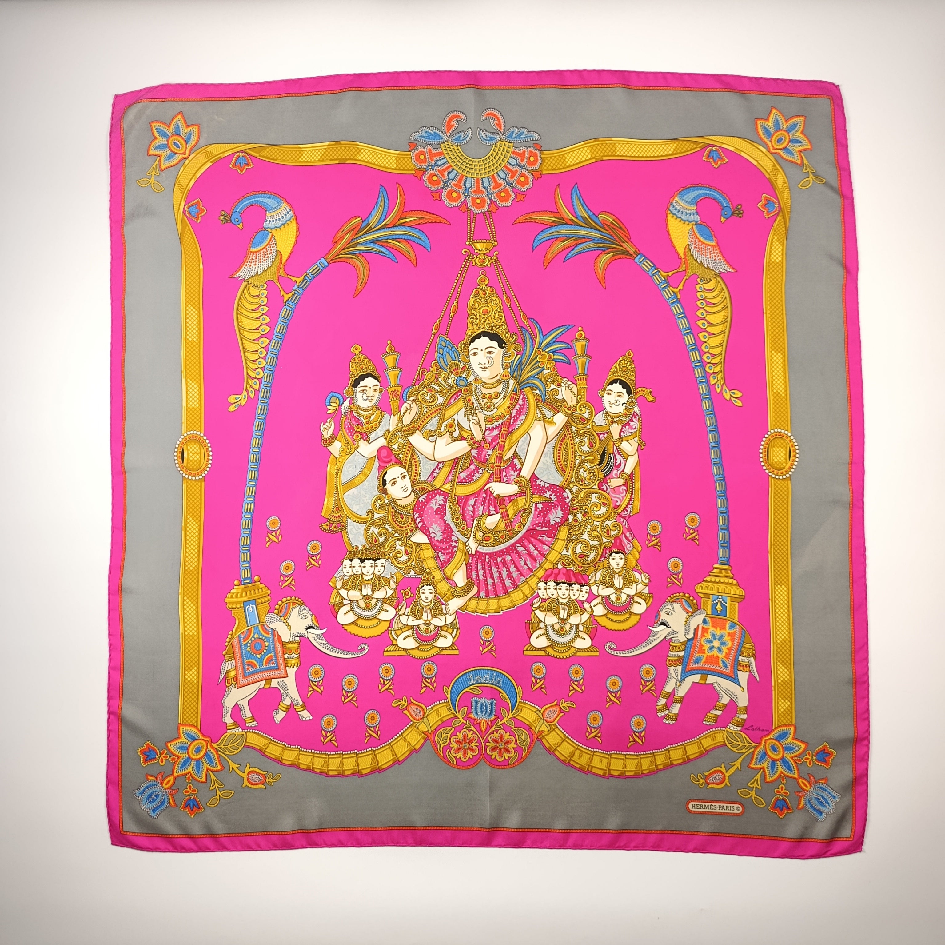 Foulard Hermès India di Catherine Latham in Seta