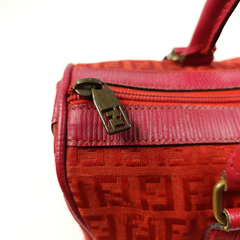Borsa Fendi Vintage Bauletto in Tessuto Monogram Rosso  Edizione S.A.S.