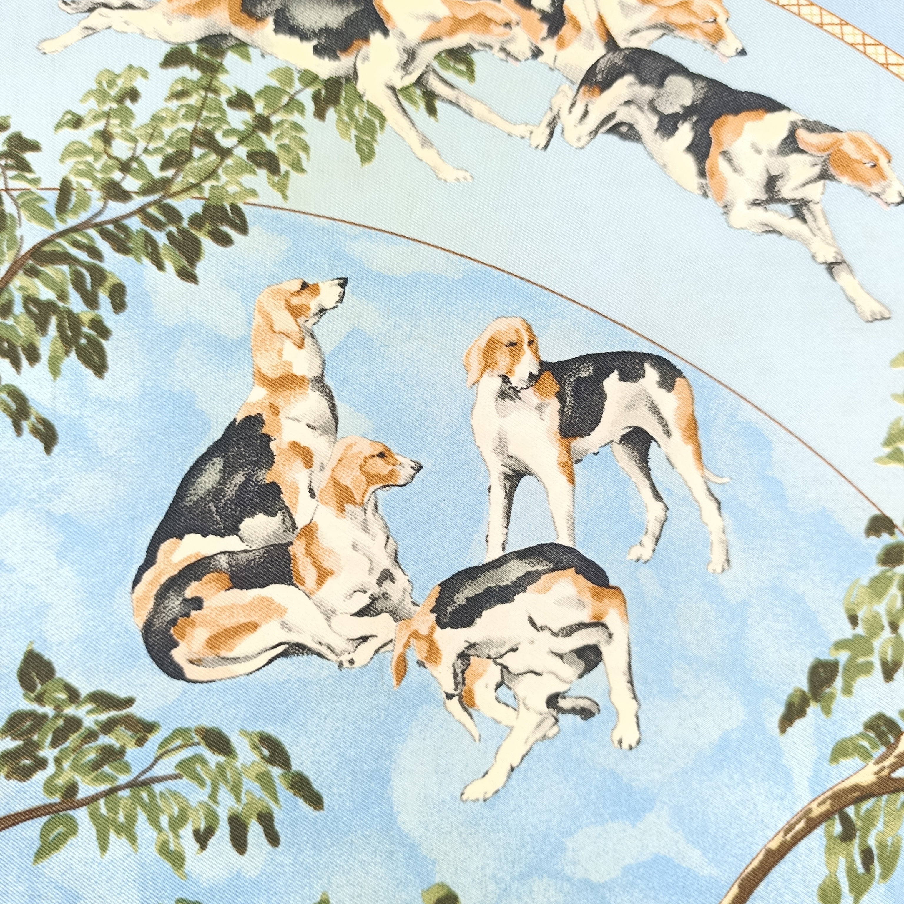 Foulard Hermès Le Poitevin Seta Azzurro Vintage