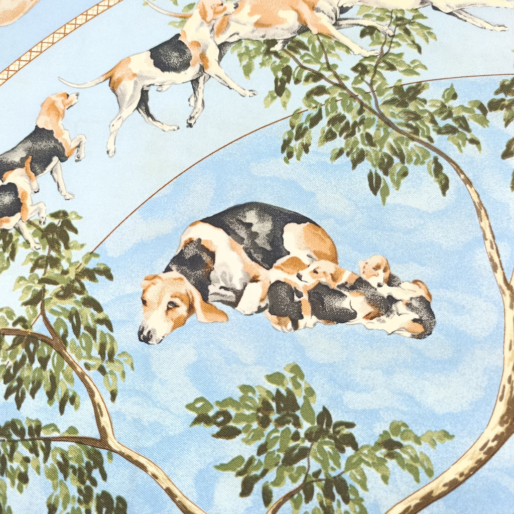 Foulard Hermès Le Poitevin Seta Azzurro Vintage