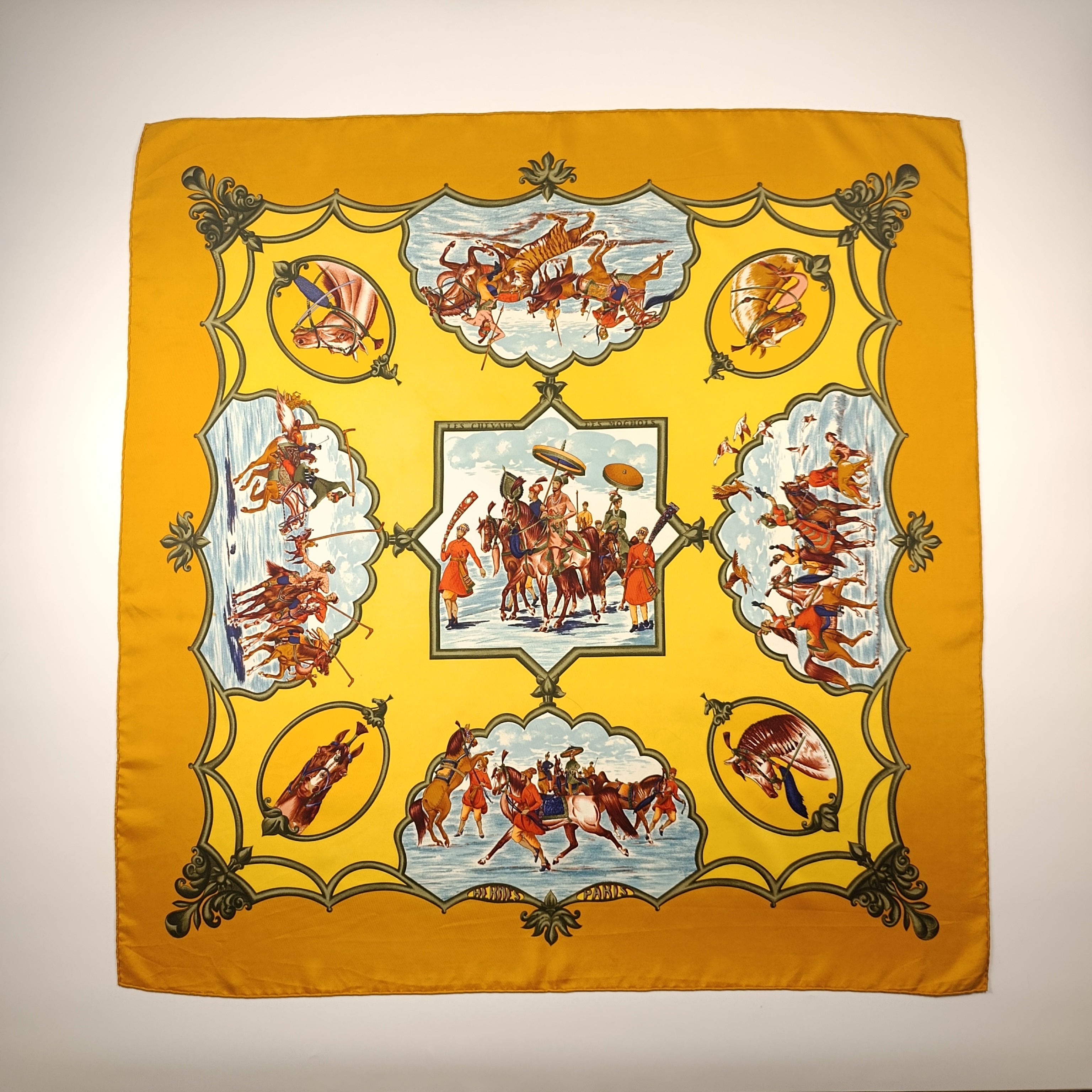 Foulard Hermès Les Chevaux des Mogols Seta