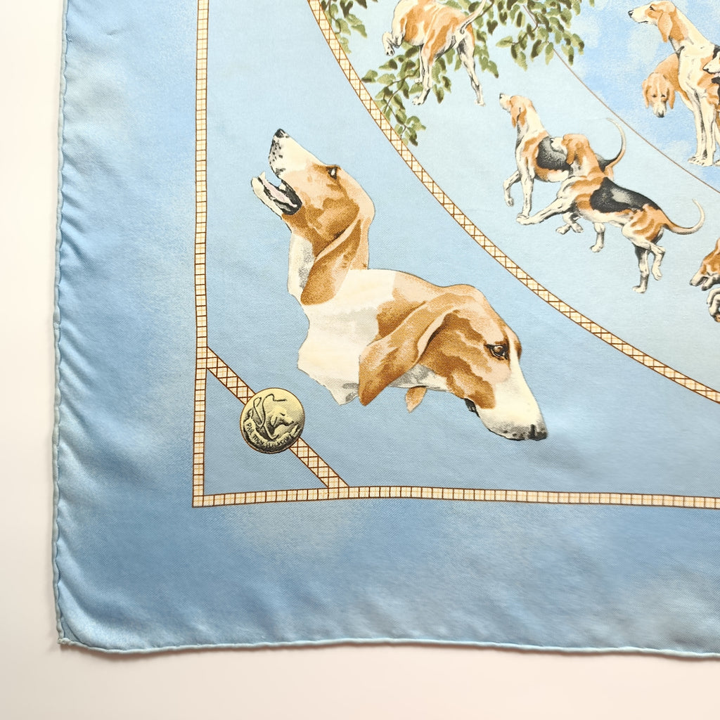 Foulard Hermès Le Poitevin Seta Azzurro Vintage