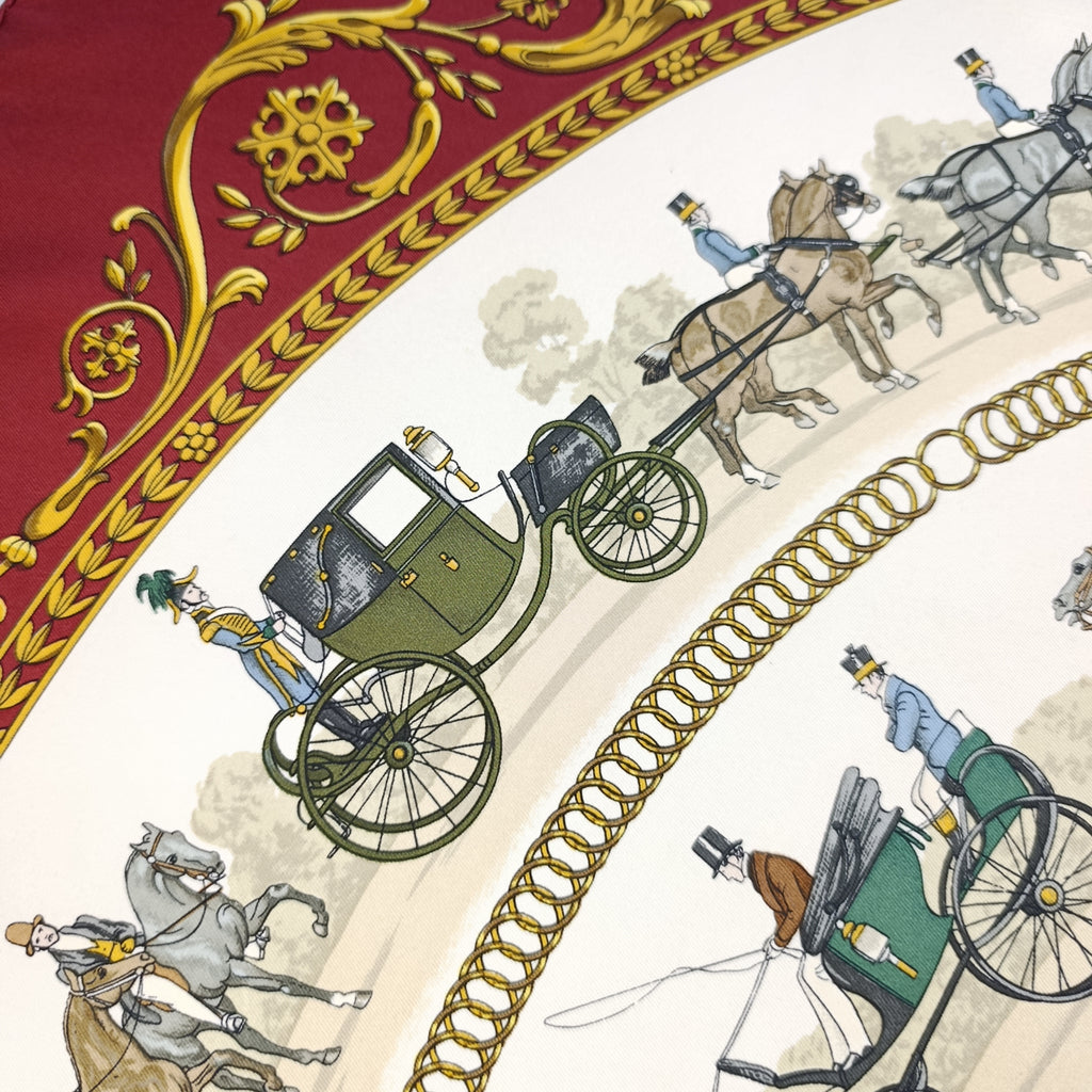Foulard Hermès Carré "La Promenade de Longchamps"  Bordo Rosso