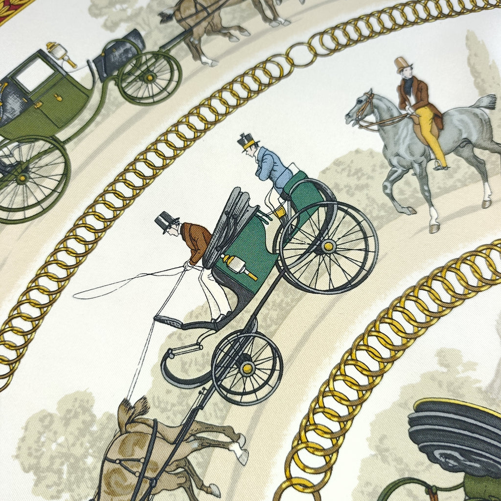 Foulard Hermès Carré "La Promenade de Longchamps"  Bordo Rosso