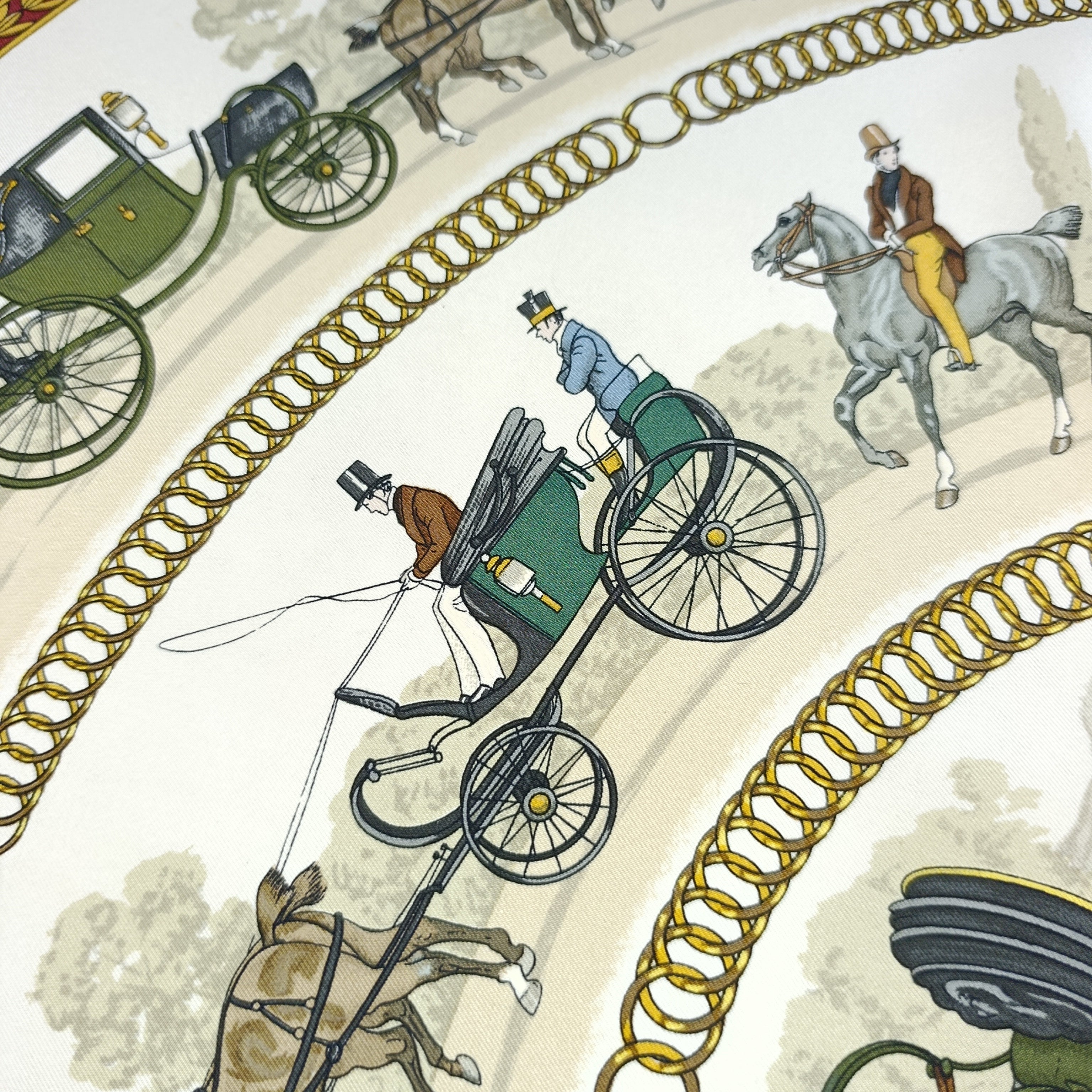 Foulard Hermès Carré "La Promenade de Longchamps"  Bordo Rosso