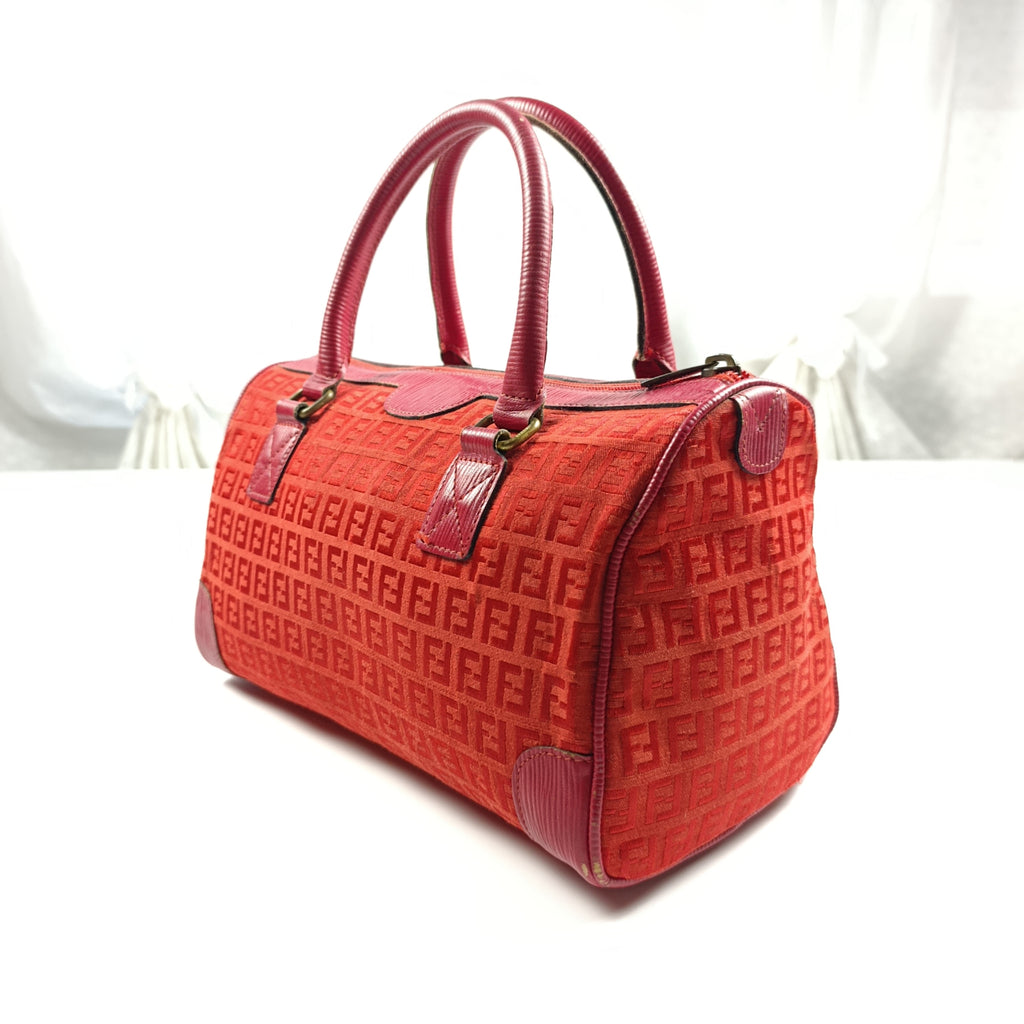 Borsa Fendi Vintage Bauletto in Tessuto Monogram Rosso  Edizione S.A.S.