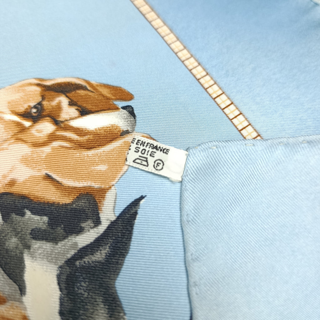 Foulard Hermès Le Poitevin Seta Azzurro Vintage
