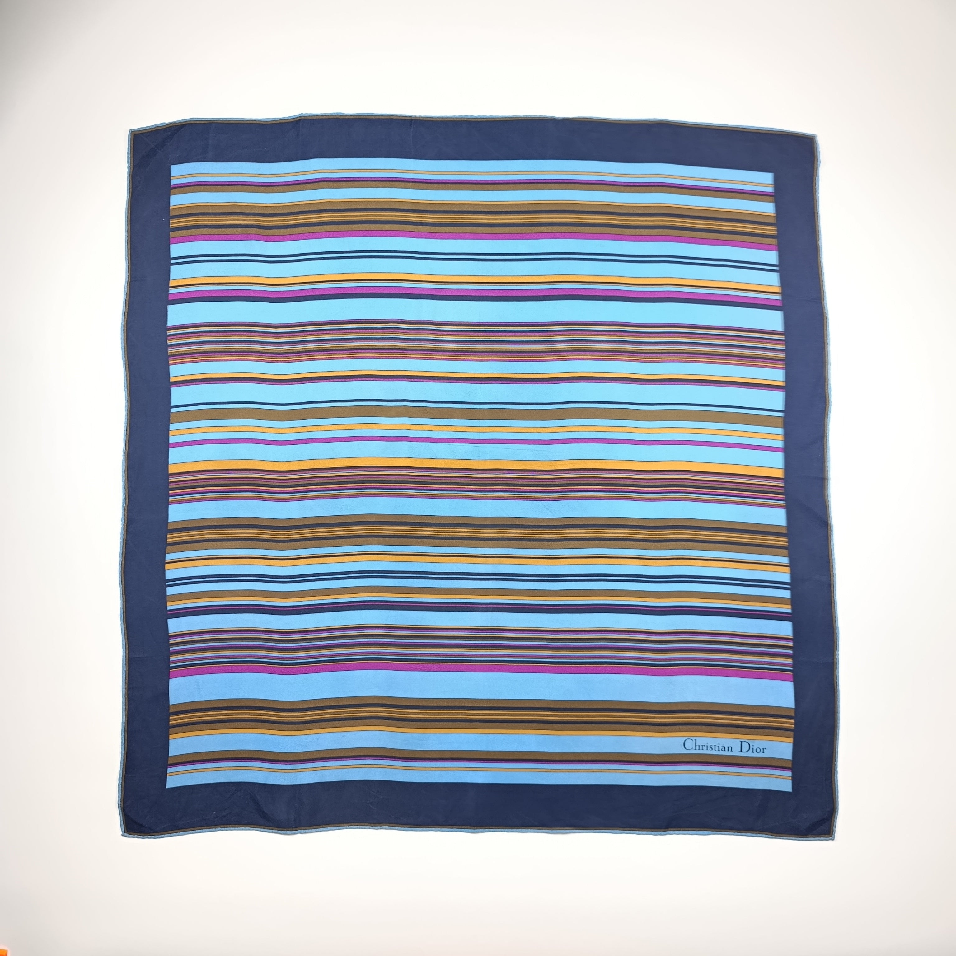 Christian Dior Vintage Striped Multicolor Silk Scarf