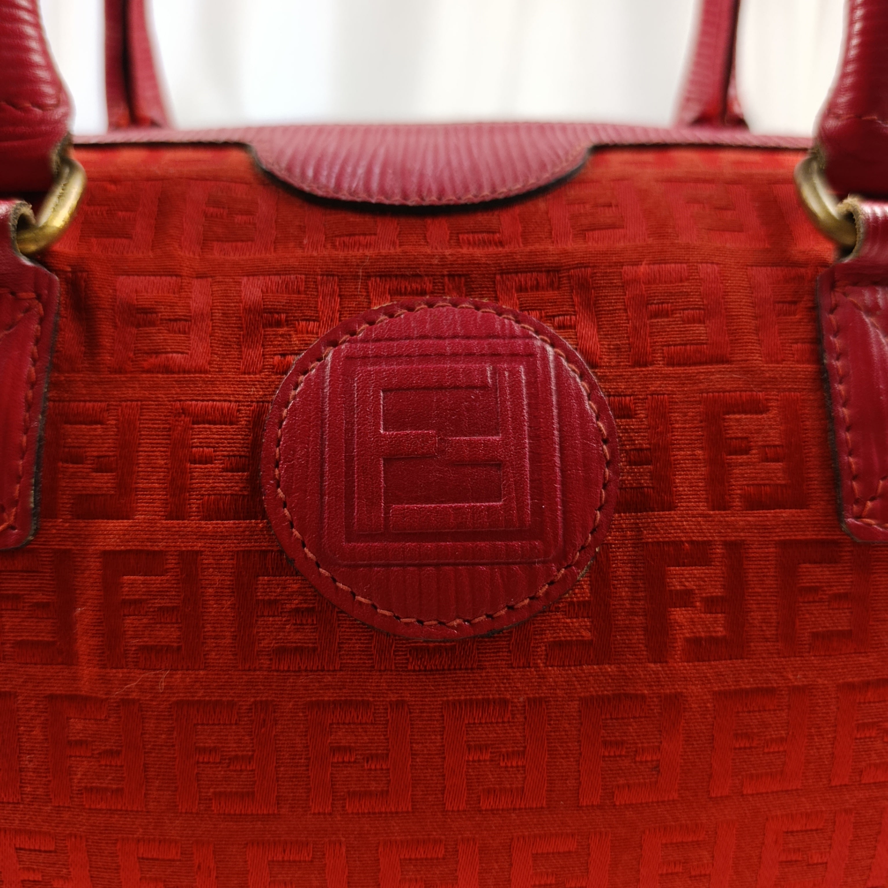 Borsa Fendi Vintage Bauletto in Tessuto Monogram Rosso  Edizione S.A.S.