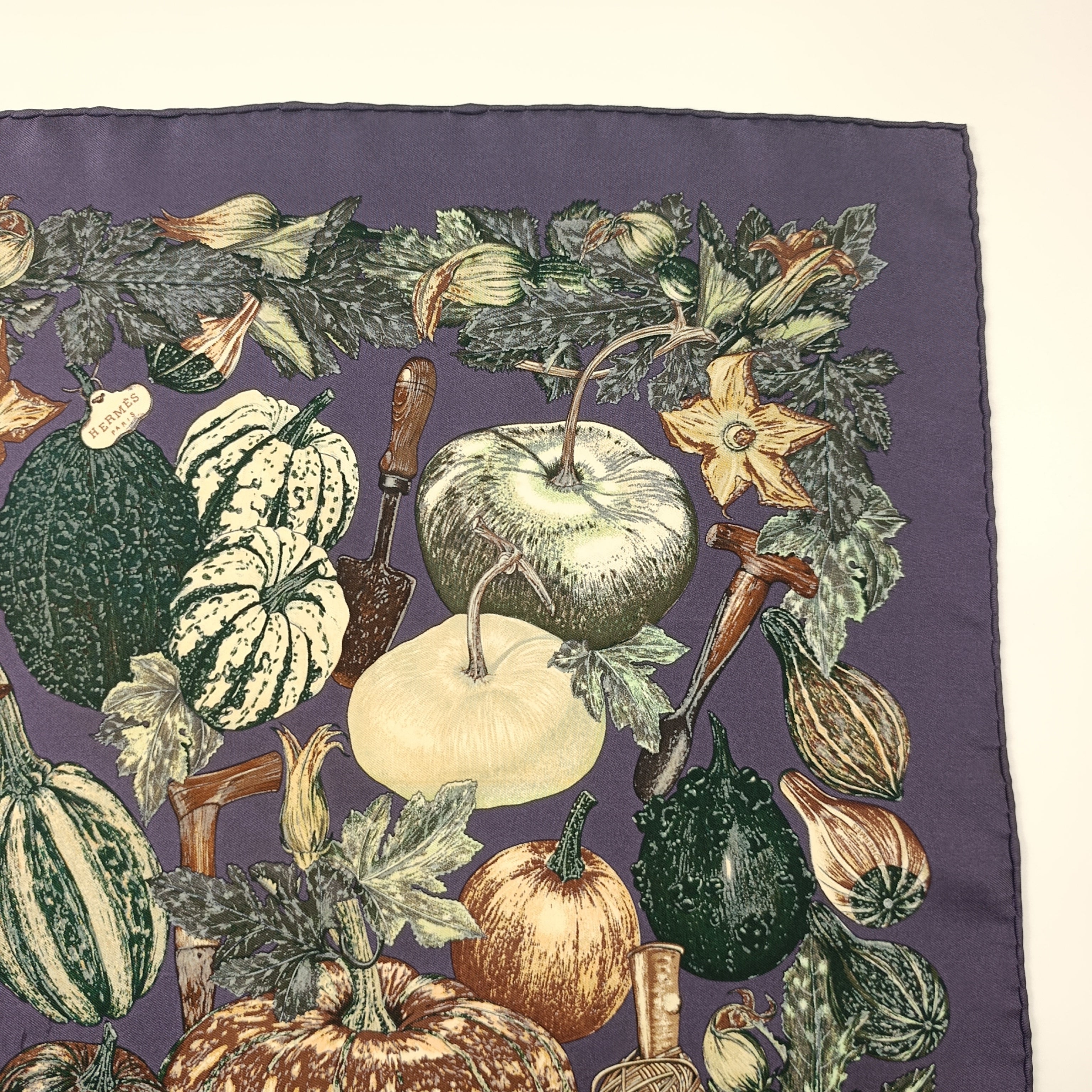 Foulard Gavroche Hermès Citrouilles et Coloquintes Seta 45cm