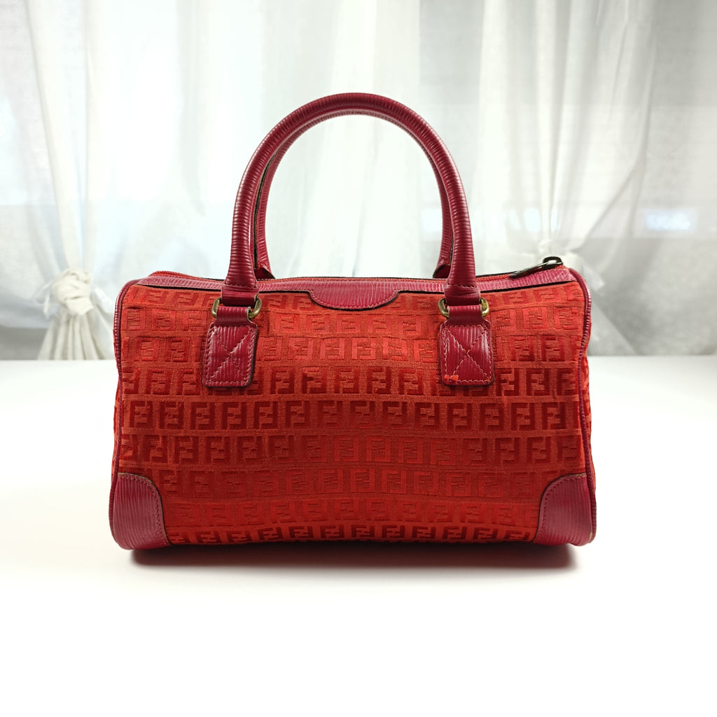 Borsa Fendi Vintage Bauletto in Tessuto Monogram Rosso  Edizione S.A.S.