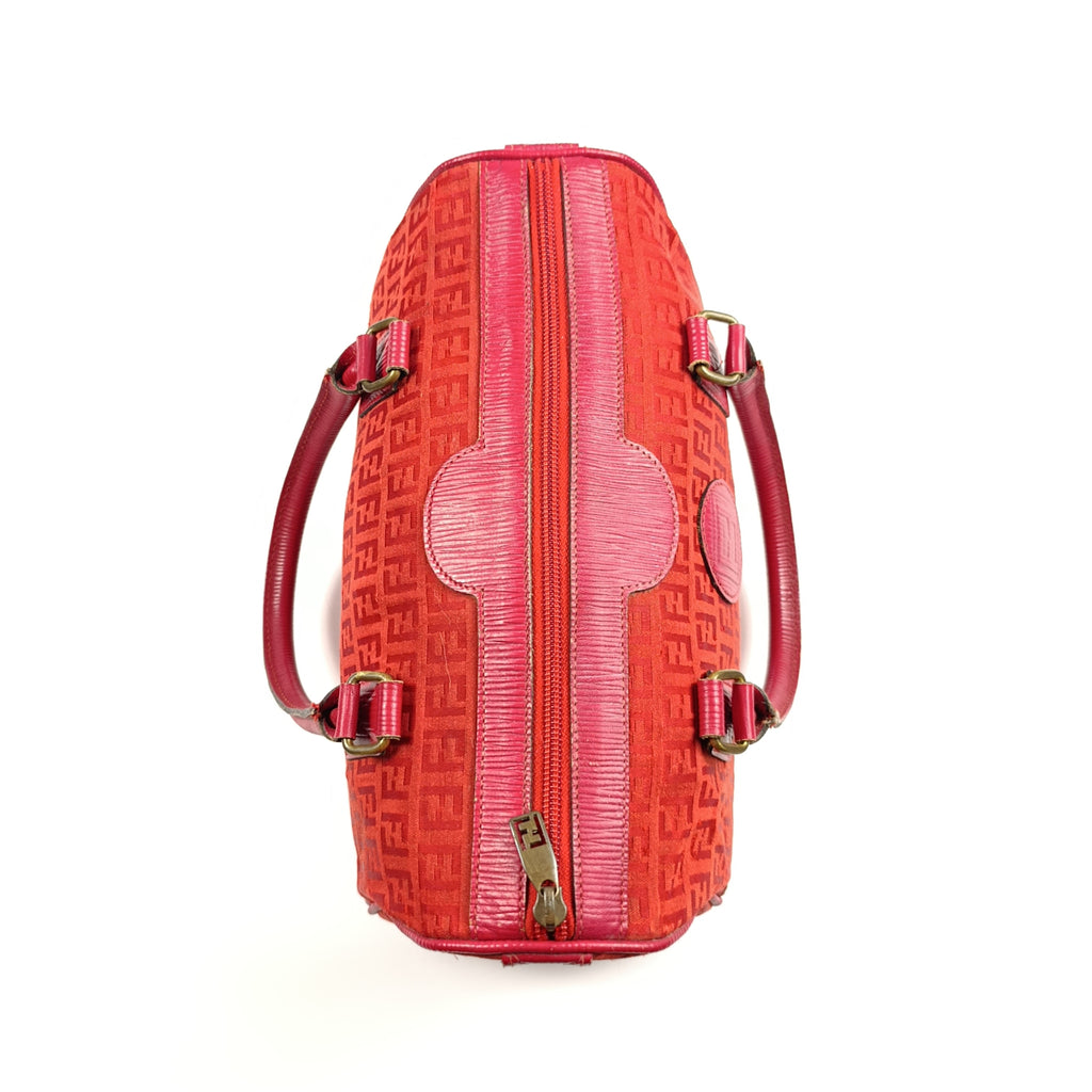Borsa Fendi Vintage Bauletto in Tessuto Monogram Rosso  Edizione S.A.S.