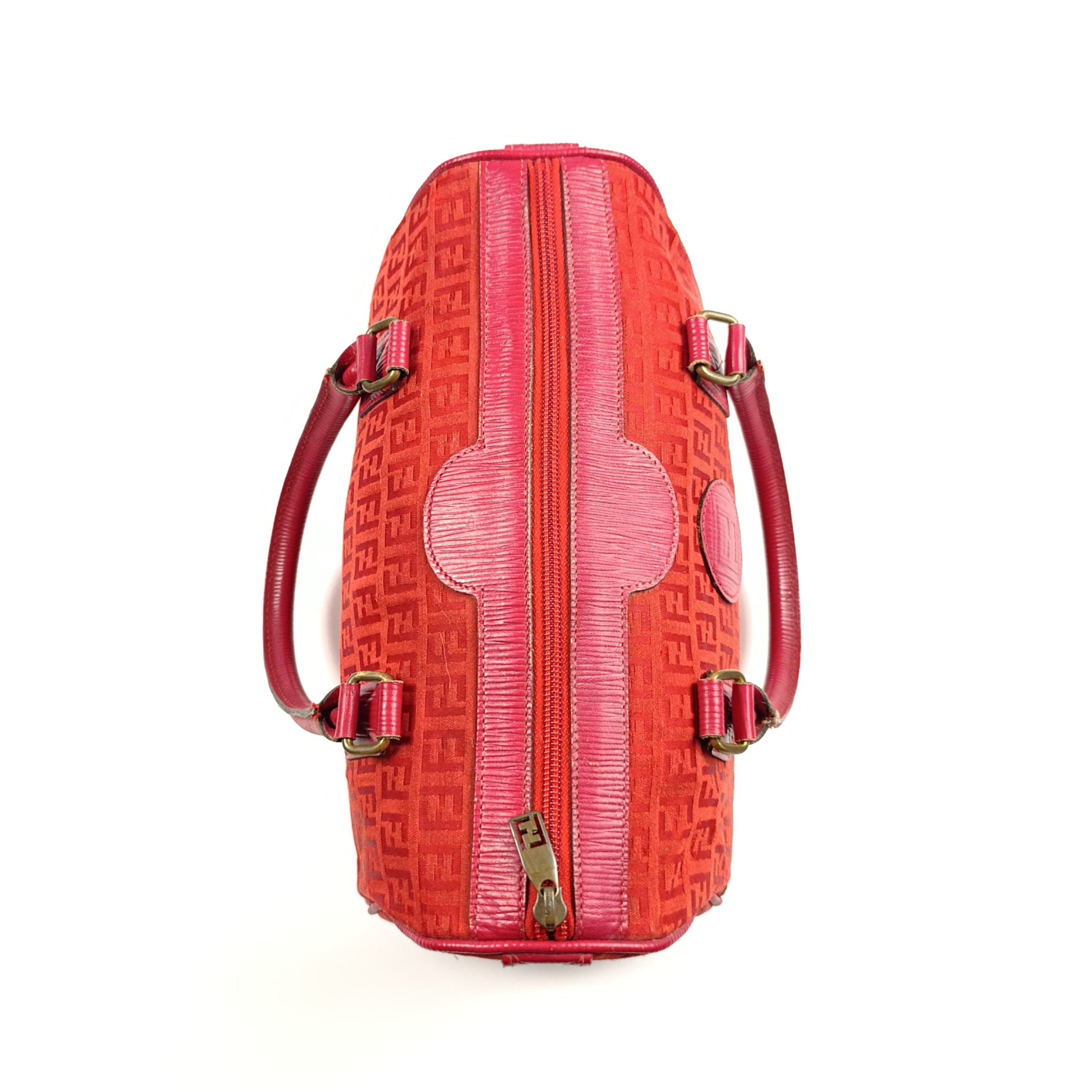 Borsa Fendi Vintage Bauletto in Tessuto Monogram Rosso  Edizione S.A.S.
