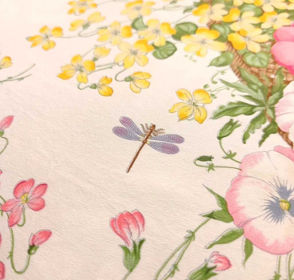 Foulard Gucci Vintage Motivo "Flora" con Bordo Marrone